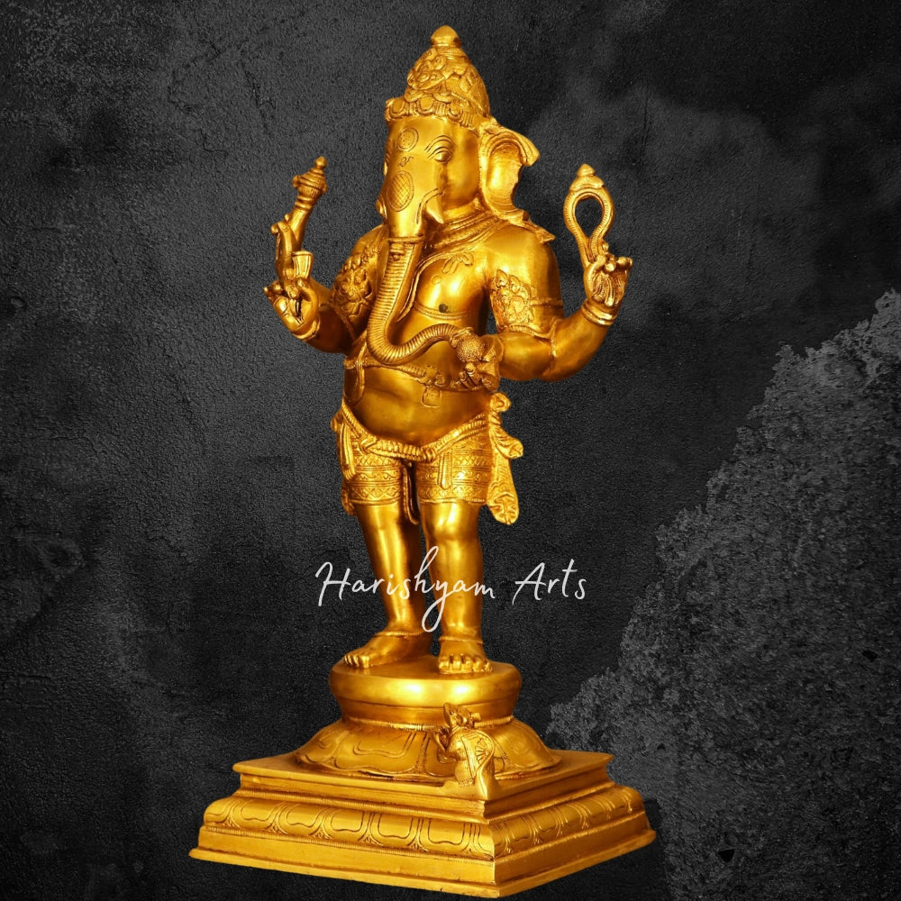 20" Brass Standing Lord Ganesha Statue