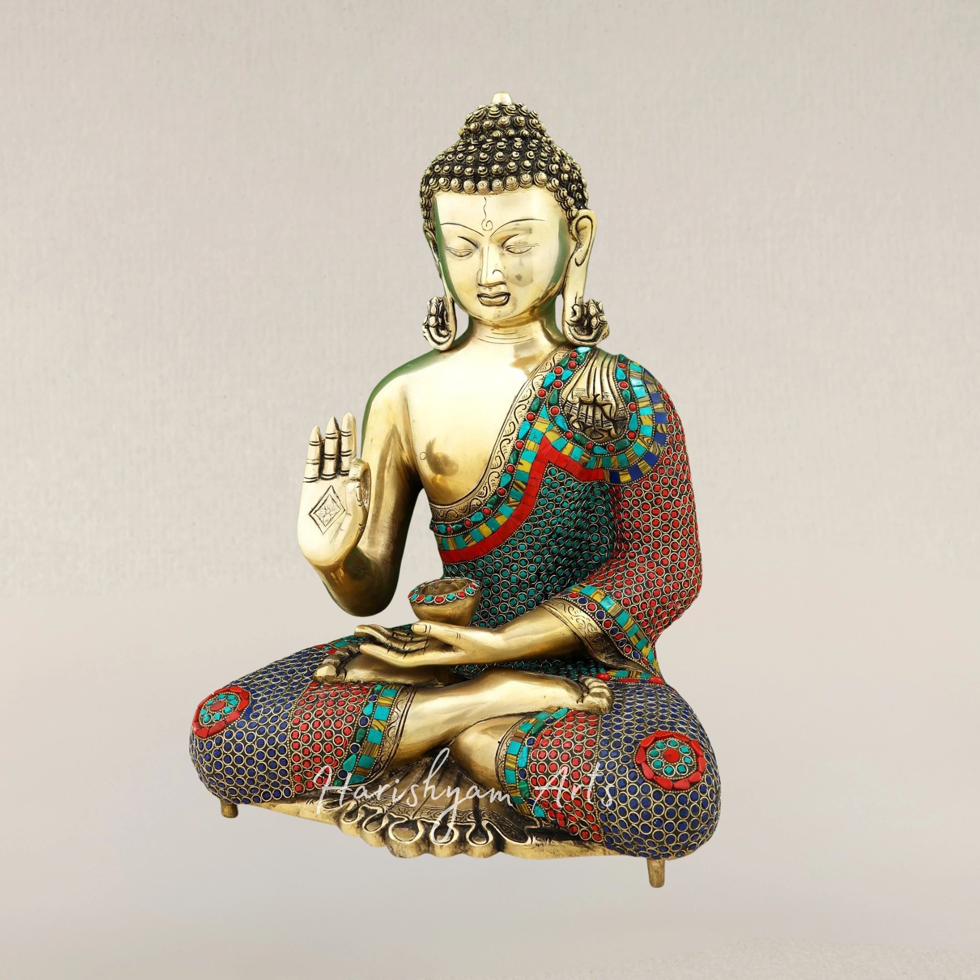 20" Gautam Buddha Teaching Dharma Brass Statue with Spiritual Detailing