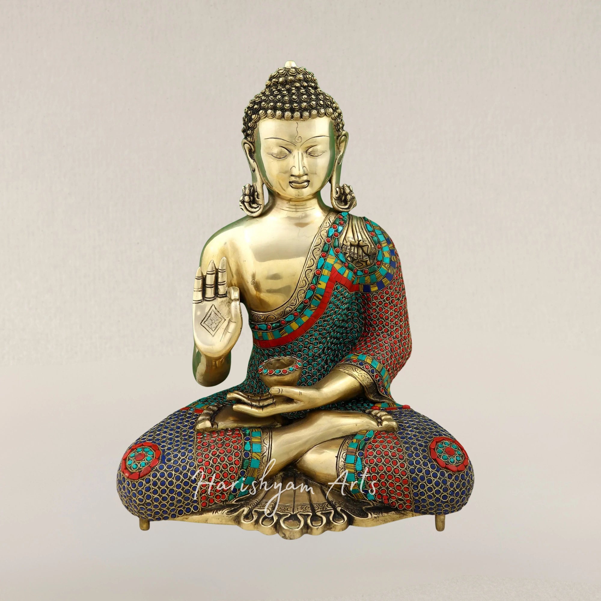 20" Gautam Buddha Teaching Dharma Brass Statue with Spiritual Detailing