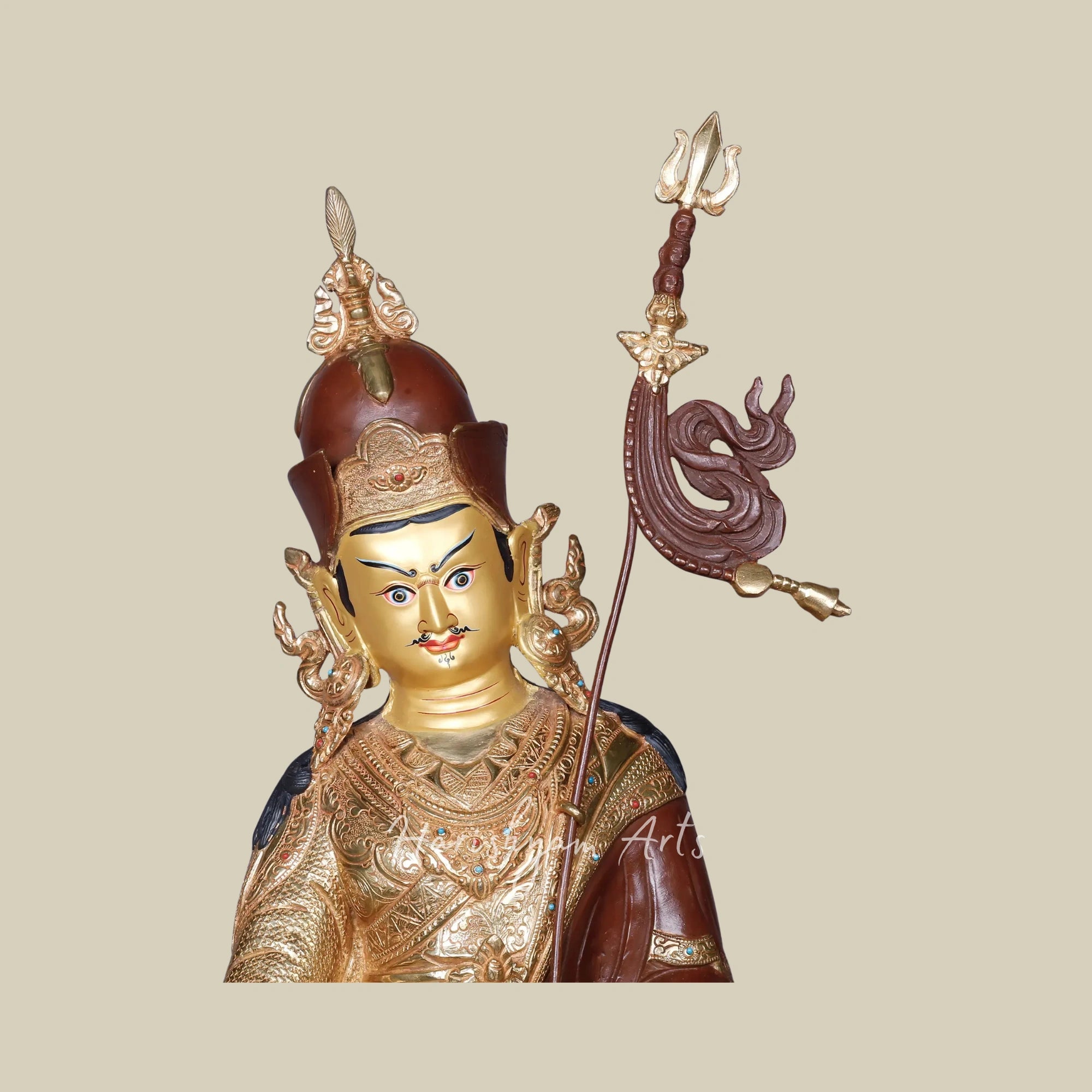 20" Guru Padmasambhava Copper Gold Plated Sacred Buddhist Statue
