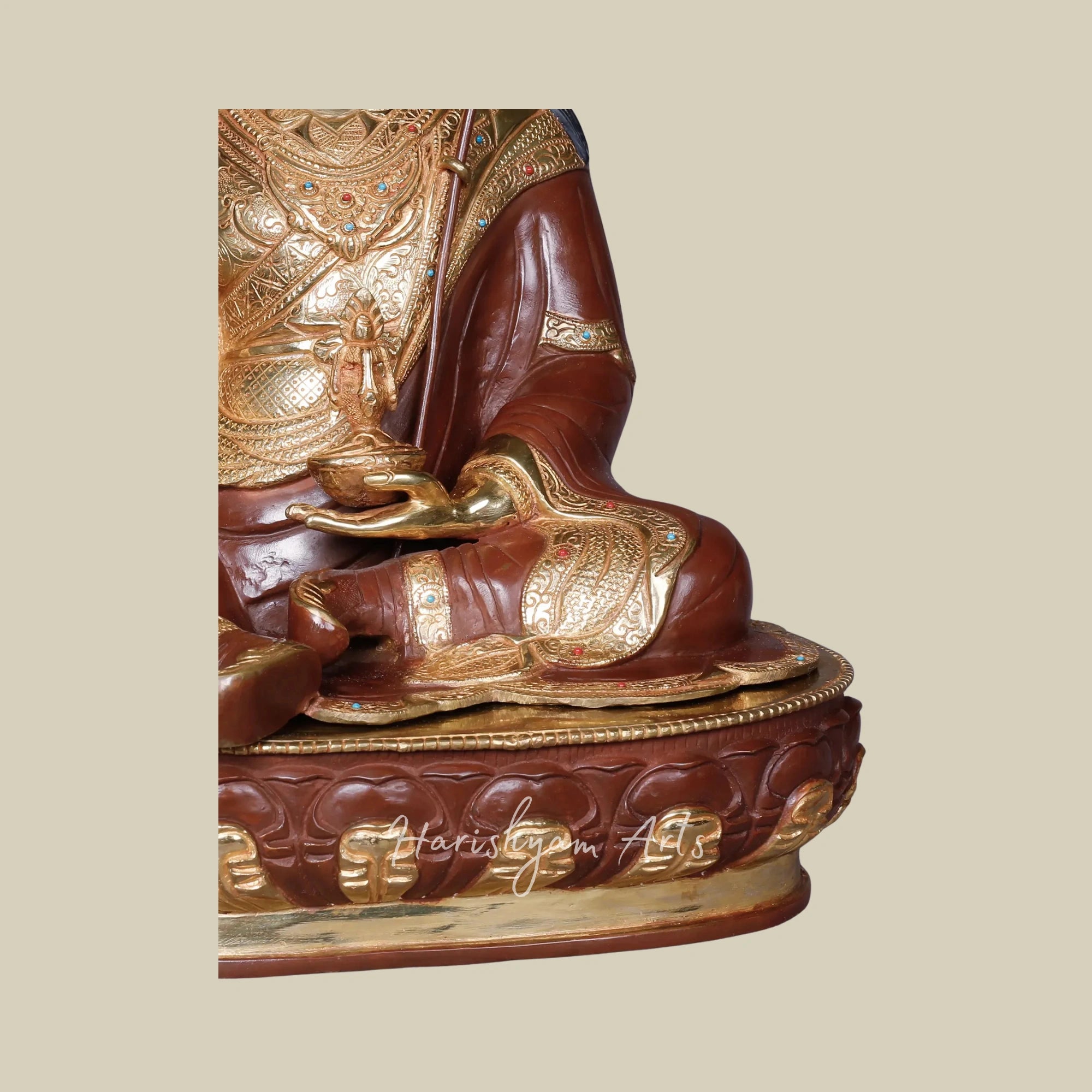 20" Guru Padmasambhava Copper Gold Plated Sacred Buddhist Statue