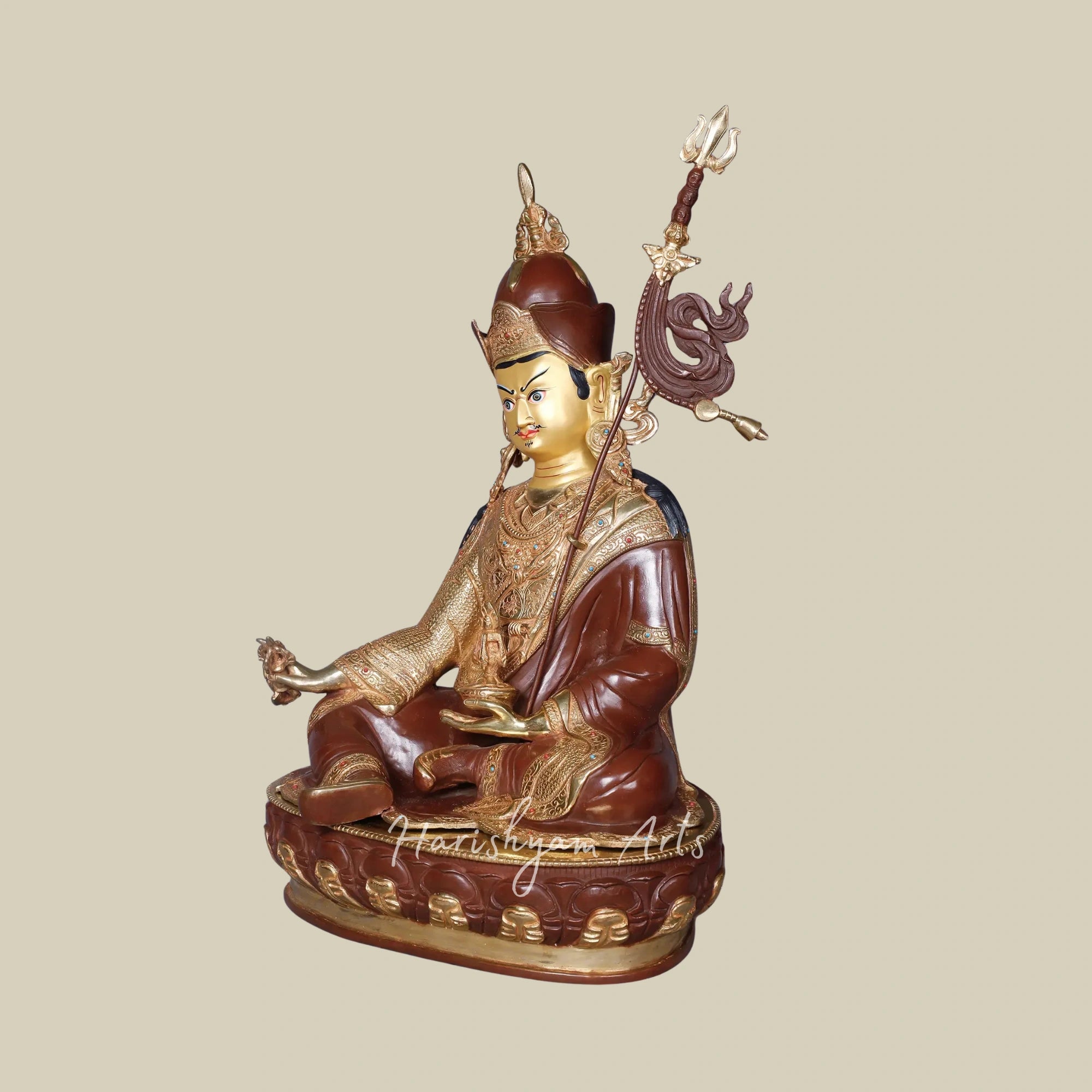 20" Guru Padmasambhava Copper Gold Plated Sacred Buddhist Statue