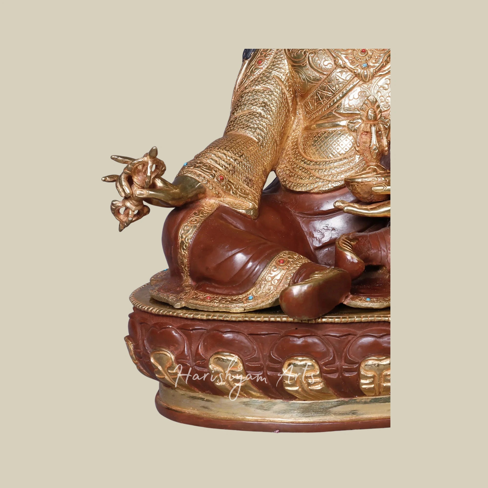 20" Guru Padmasambhava Copper Gold Plated Sacred Buddhist Statue