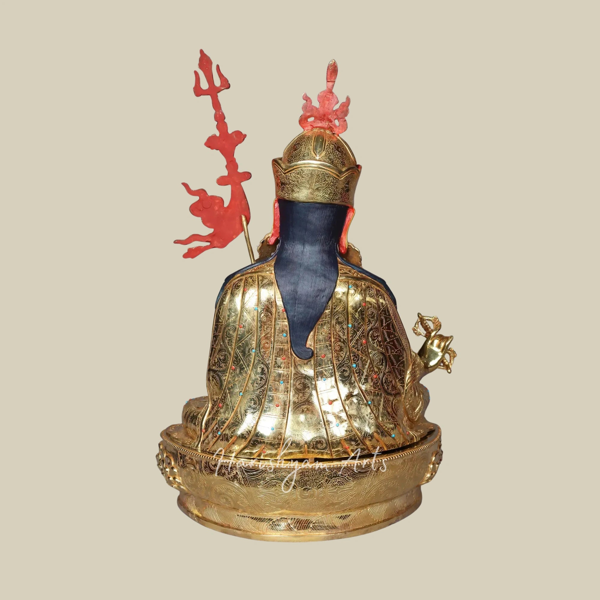 20" Handcrafted Guru Rinpoche Statue on Pedestal Premium Copper from Nepal