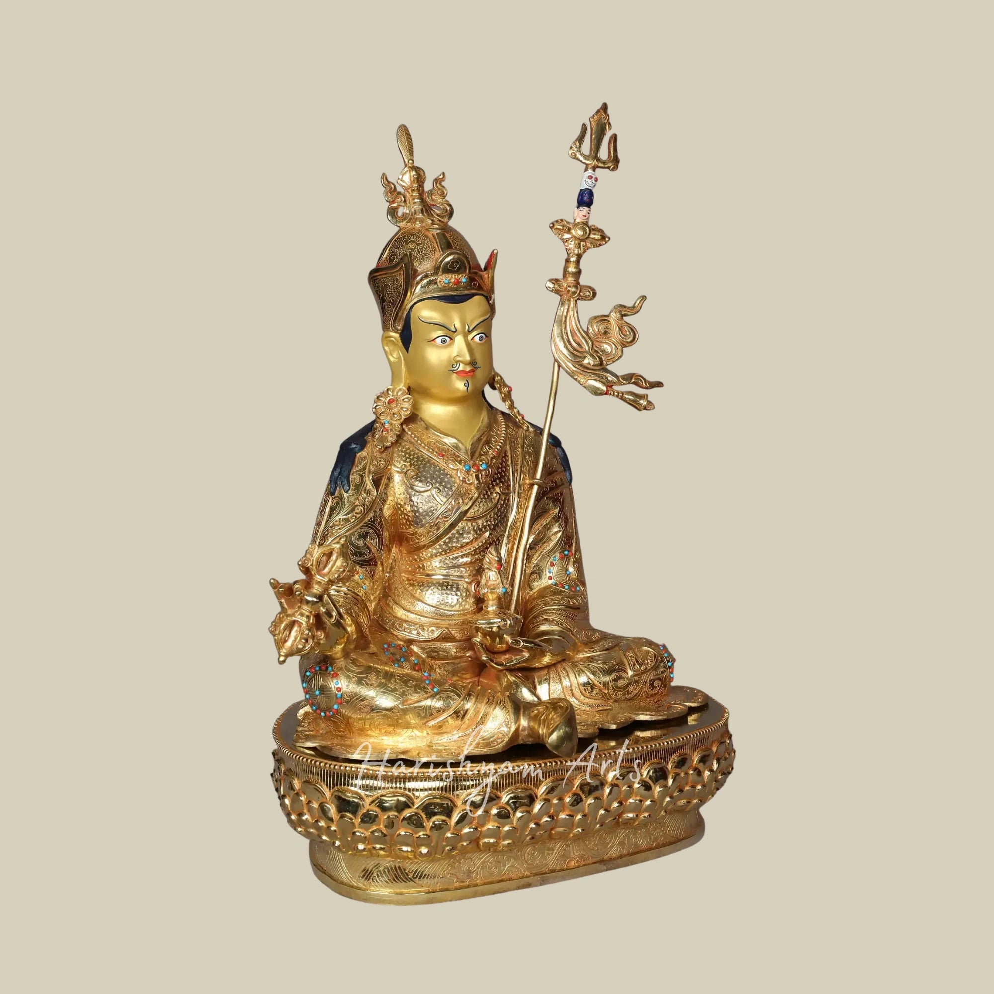 20" Handcrafted Guru Rinpoche Statue on Pedestal Premium Copper from Nepal