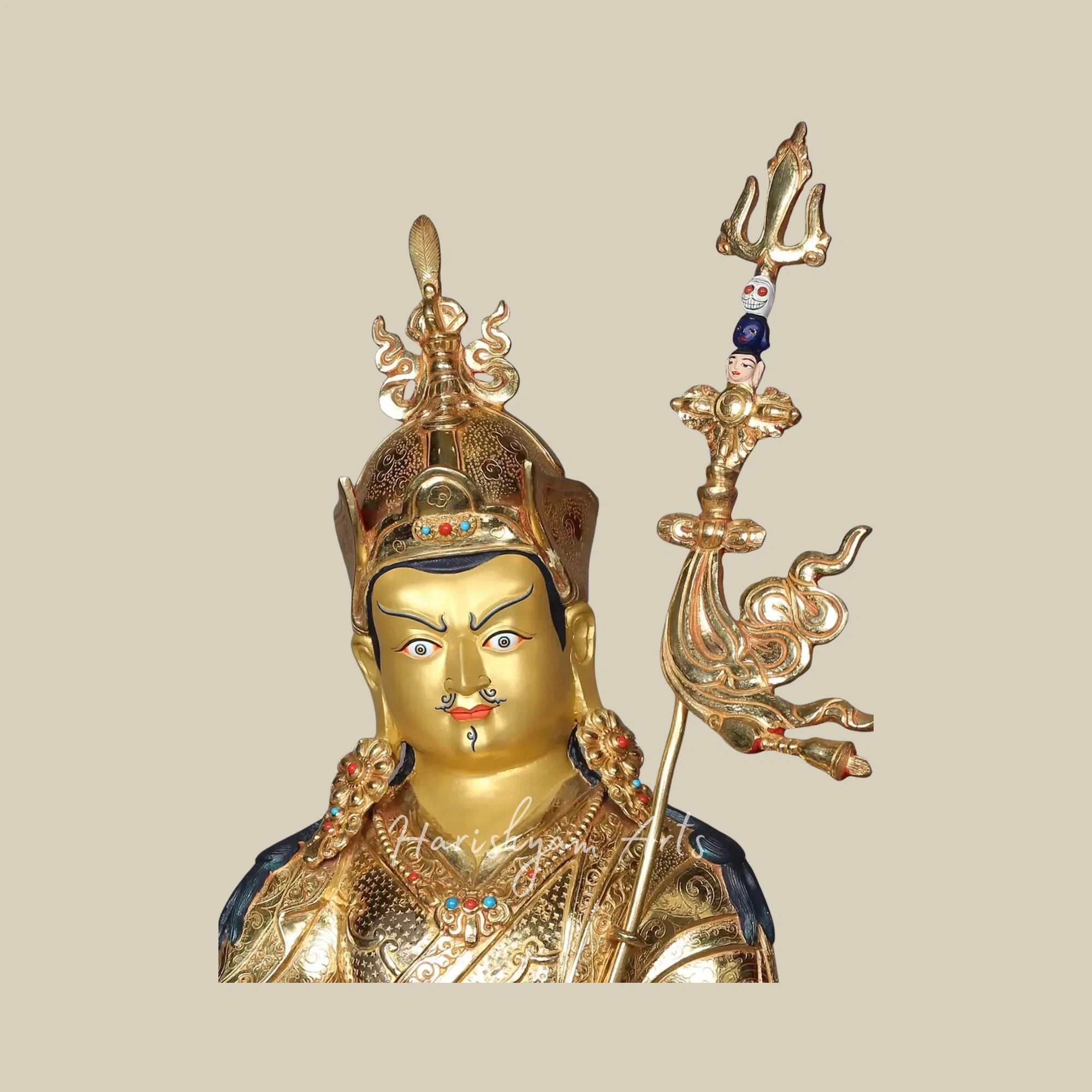 20" Handcrafted Guru Rinpoche Statue on Pedestal Premium Copper from Nepal