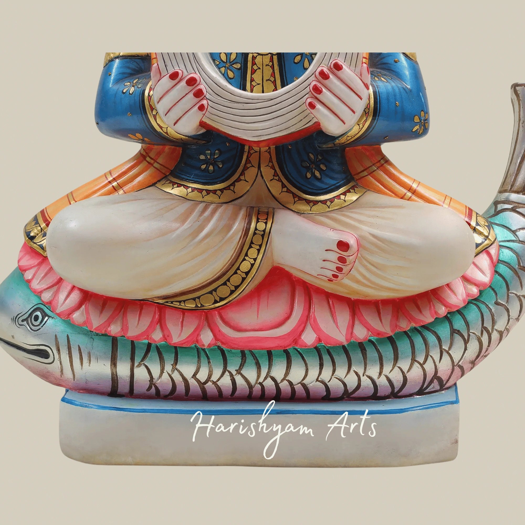 20" Jhulelal Ji Marble Idol For Home And Temple Décor Handcrafted In Pure Makrana Stone4