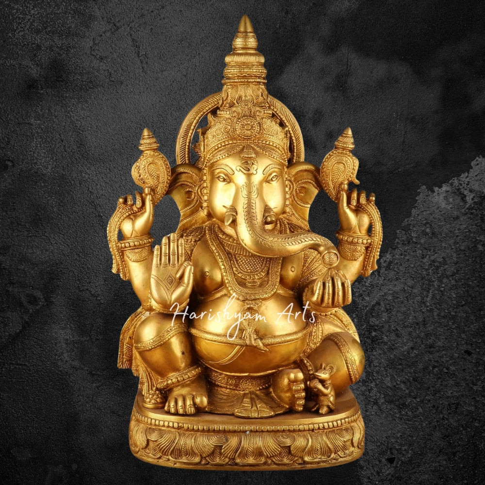 20" Lord Ganesha Sculpture in Brass