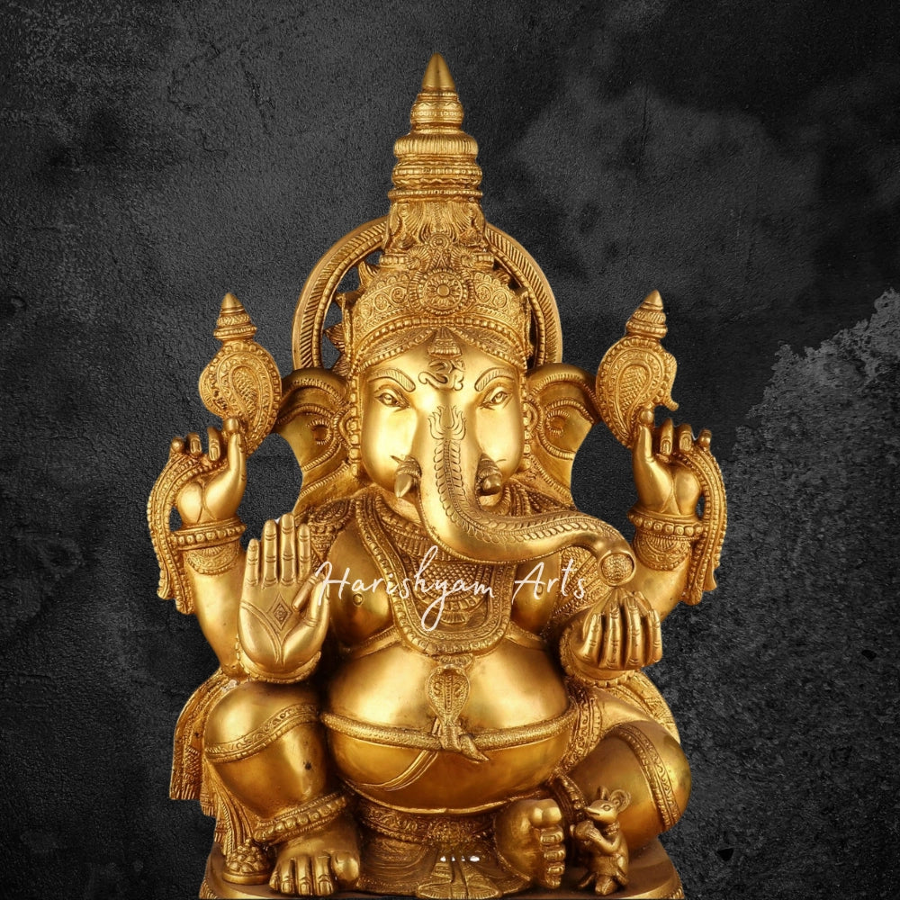 20" Lord Ganesha Sculpture in Brass