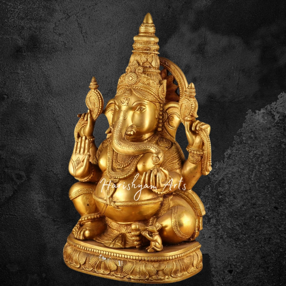 20" Lord Ganesha Sculpture in Brass