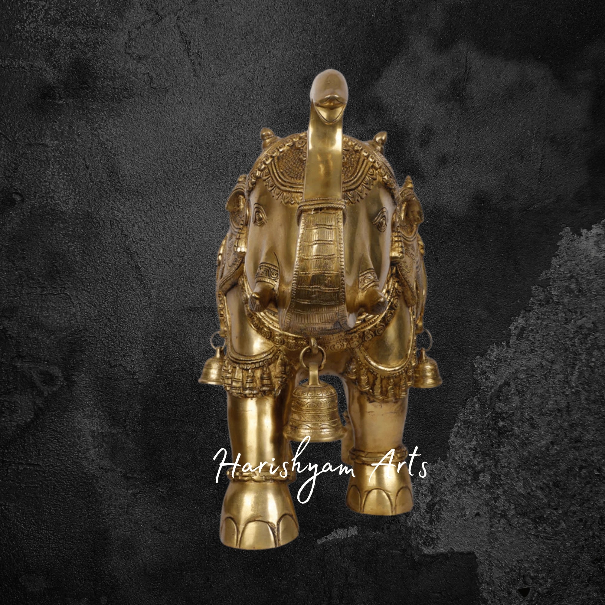 20" Oversized Brass Elephant Sculpture for Elegant Spaces