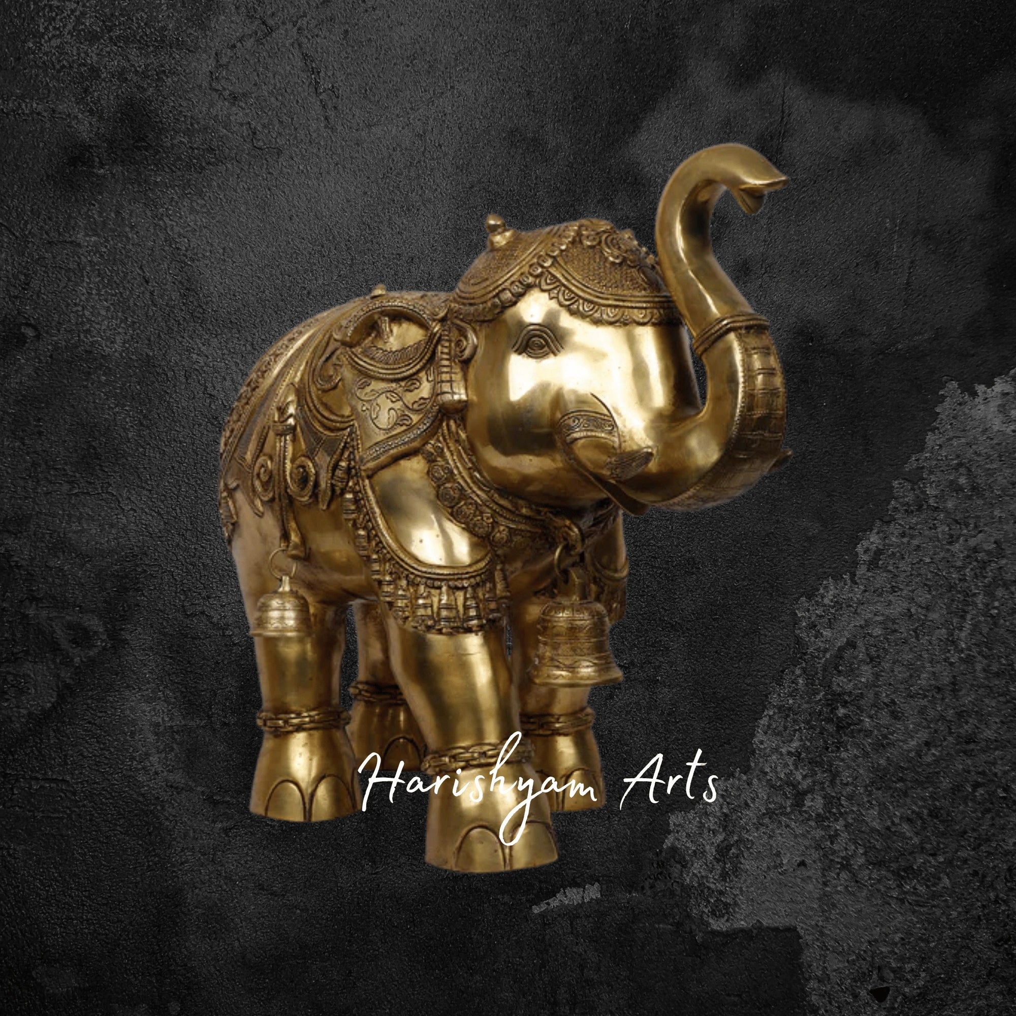 20" Oversized Brass Elephant Sculpture for Elegant Spaces