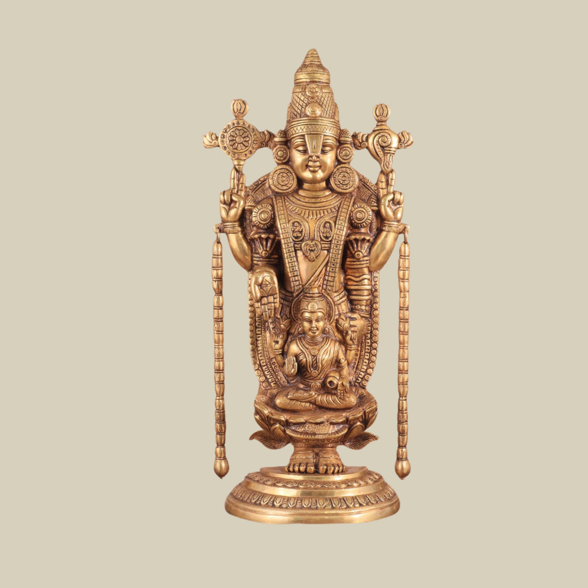 20" Superfine Brass Tirupati Balaji God Idol for Traditional Pooja Mandirs