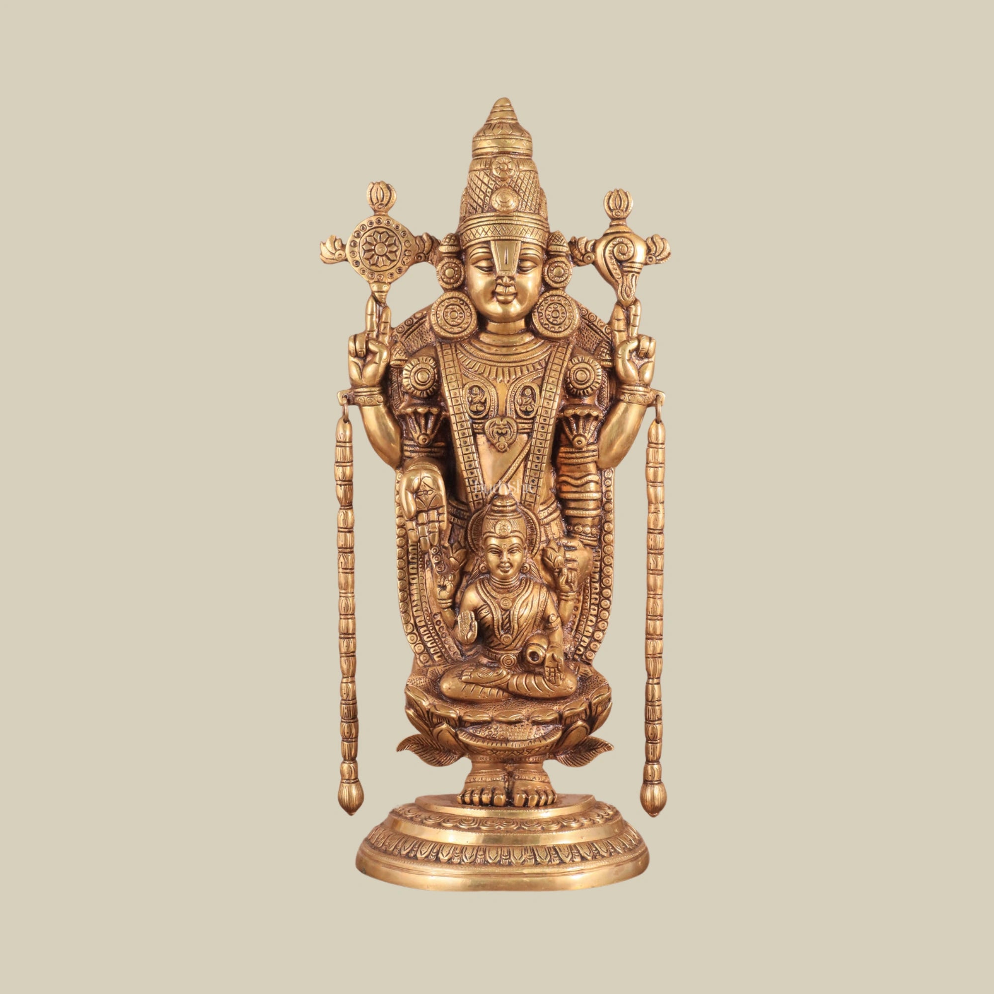 20" Superfine Brass Tirupati Balaji God Idol for Traditional Pooja Mandirs