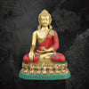 20" Thai Brass Buddha Statue Seated with Golden and Stonework Detailing
