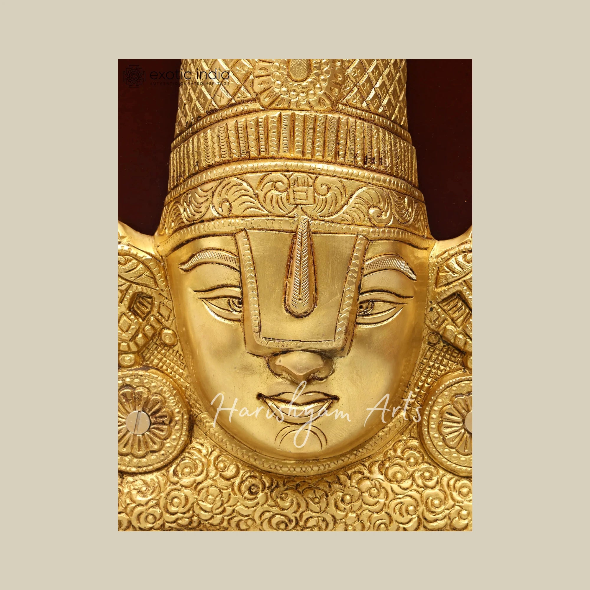 20"  Tirupati Balaji Brass Wall Art with Wooden Frame