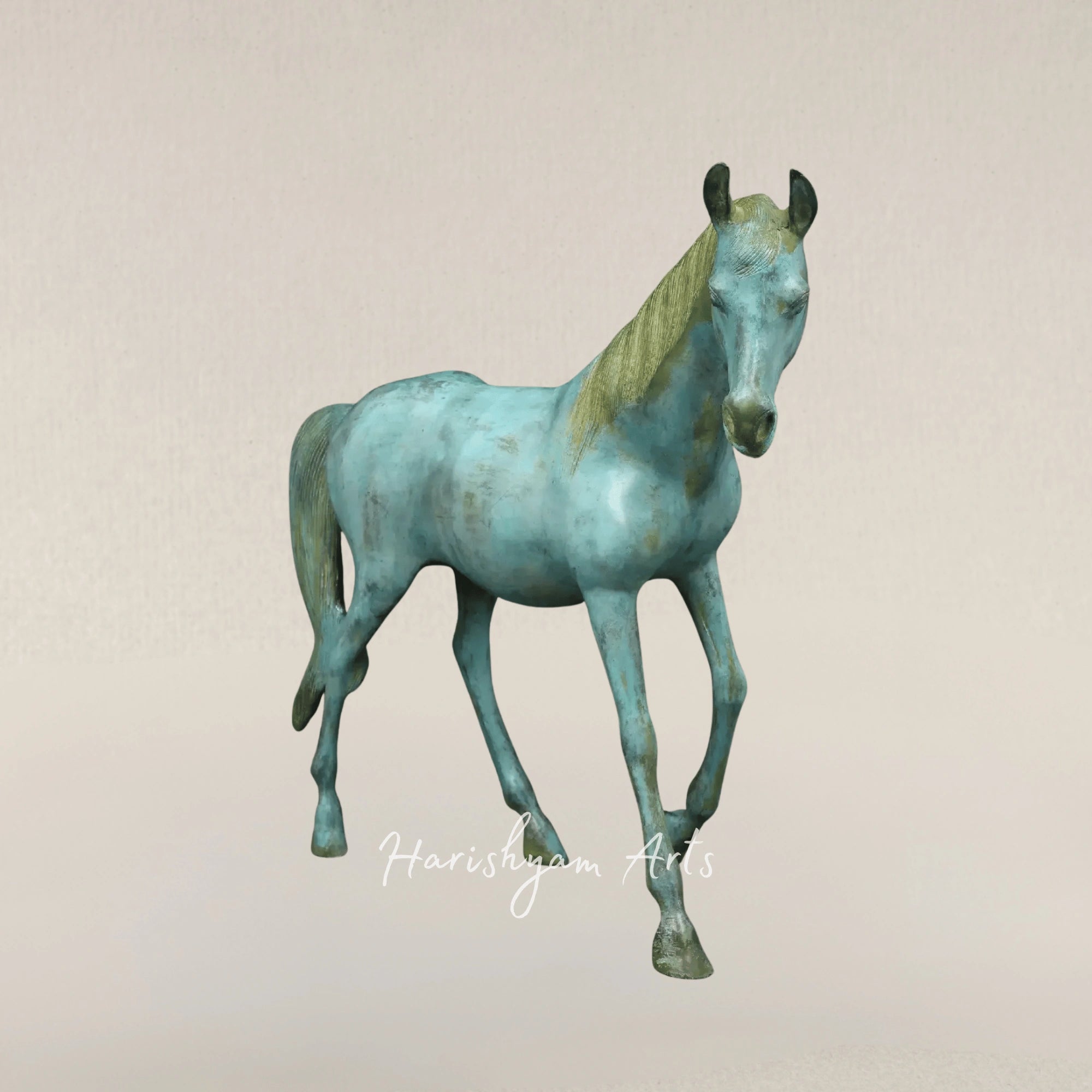 20" Turquoise Brass Horse Decorative Accent for Stylish Homes