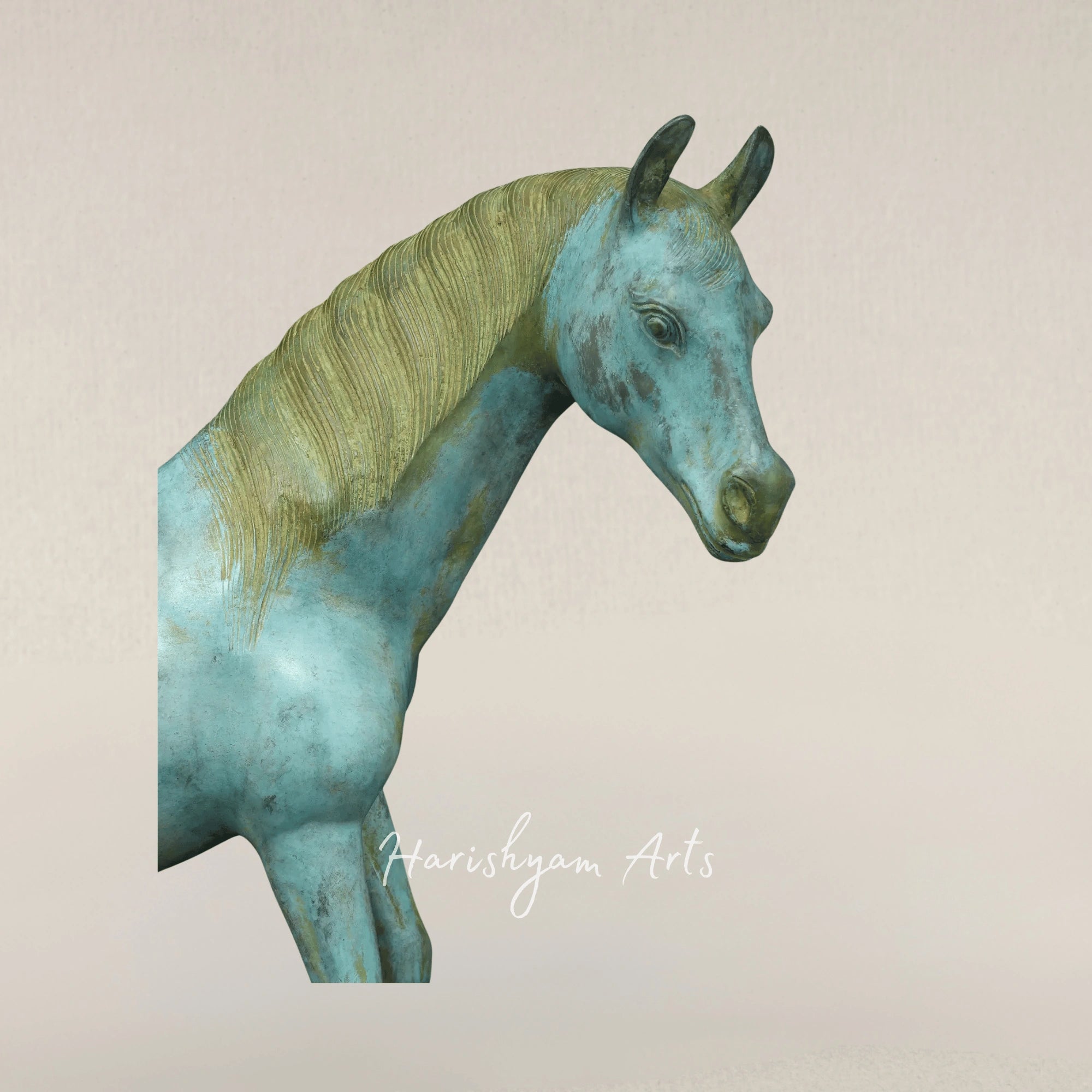 20" Turquoise Brass Horse Decorative Accent for Stylish Homes
