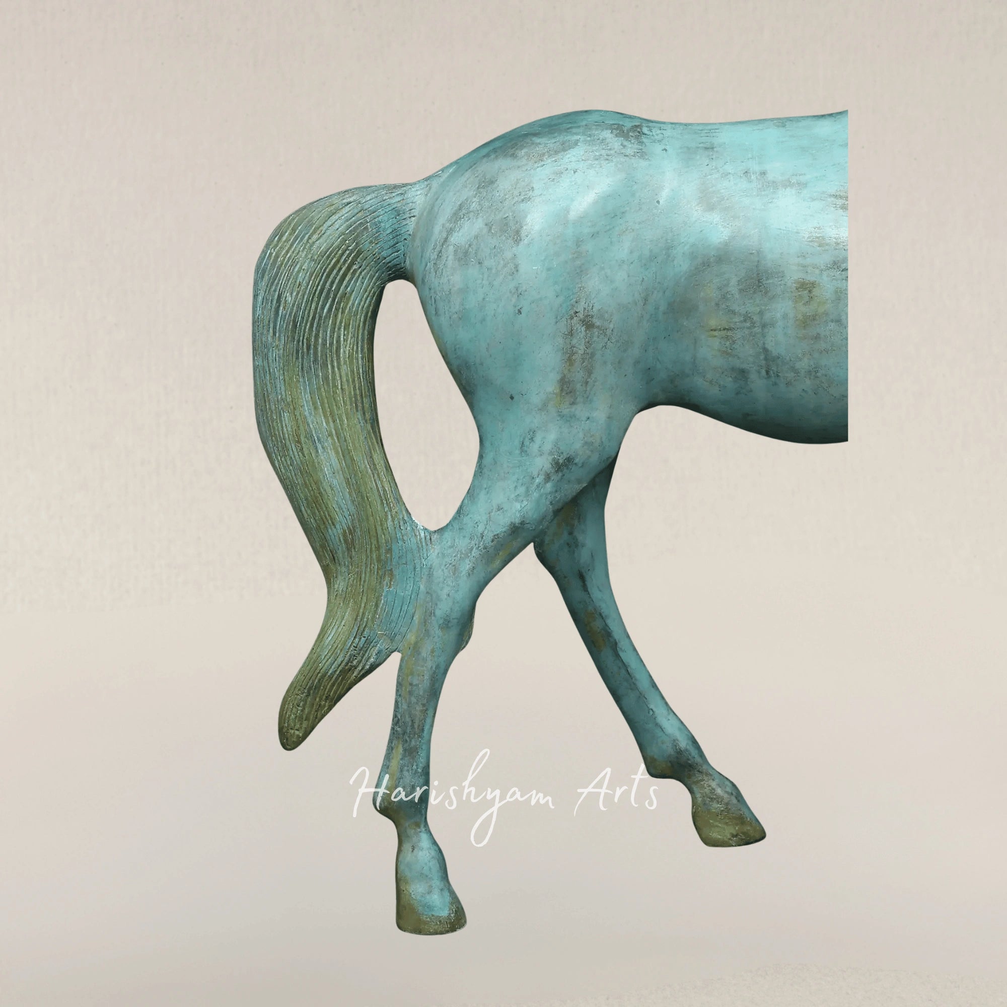 20" Turquoise Brass Horse Decorative Accent for Stylish Homes