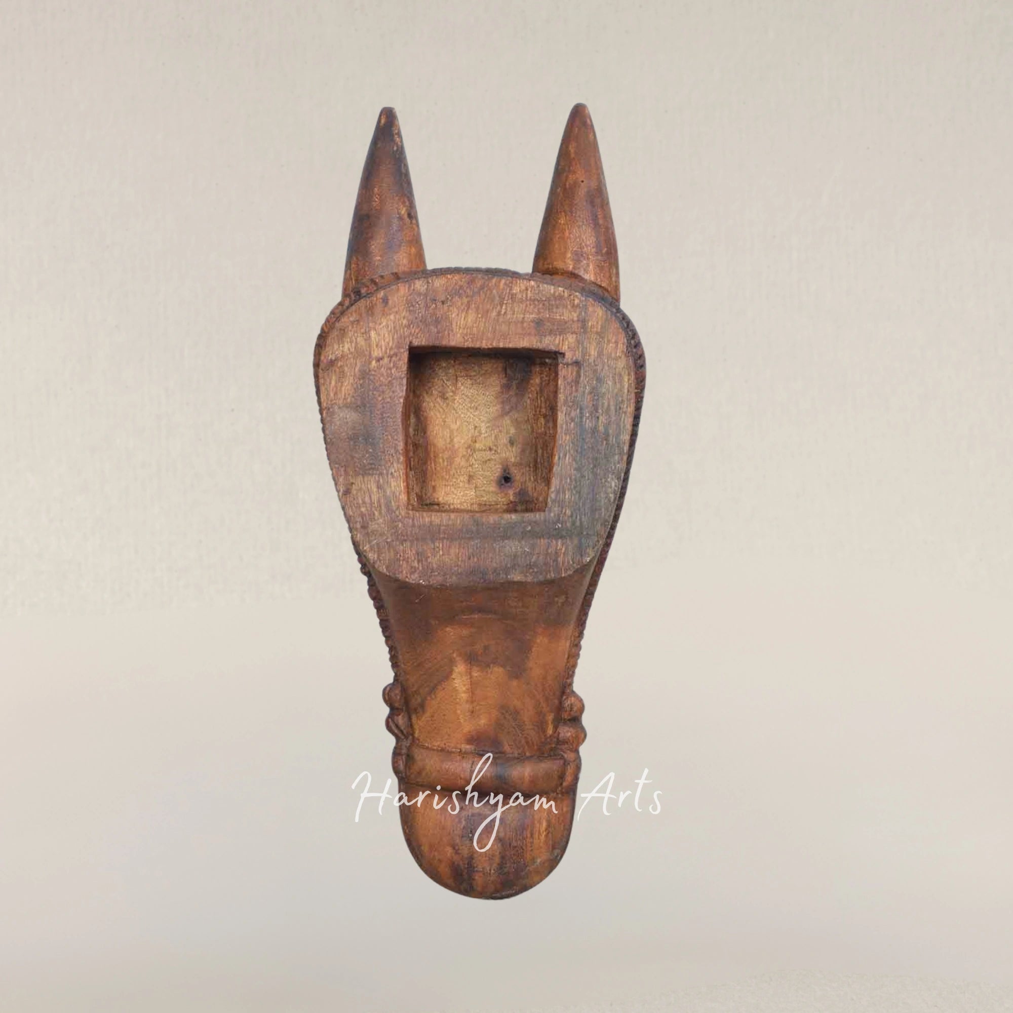 20" Wax Brown Artisan Cow Head Wooden Wall Mount Decor