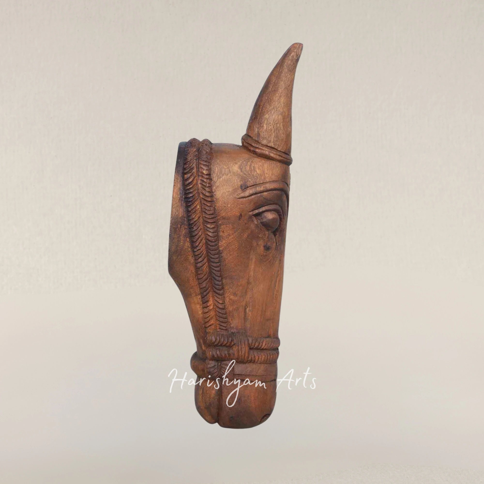 20" Wax Brown Artisan Cow Head Wooden Wall Mount Decor