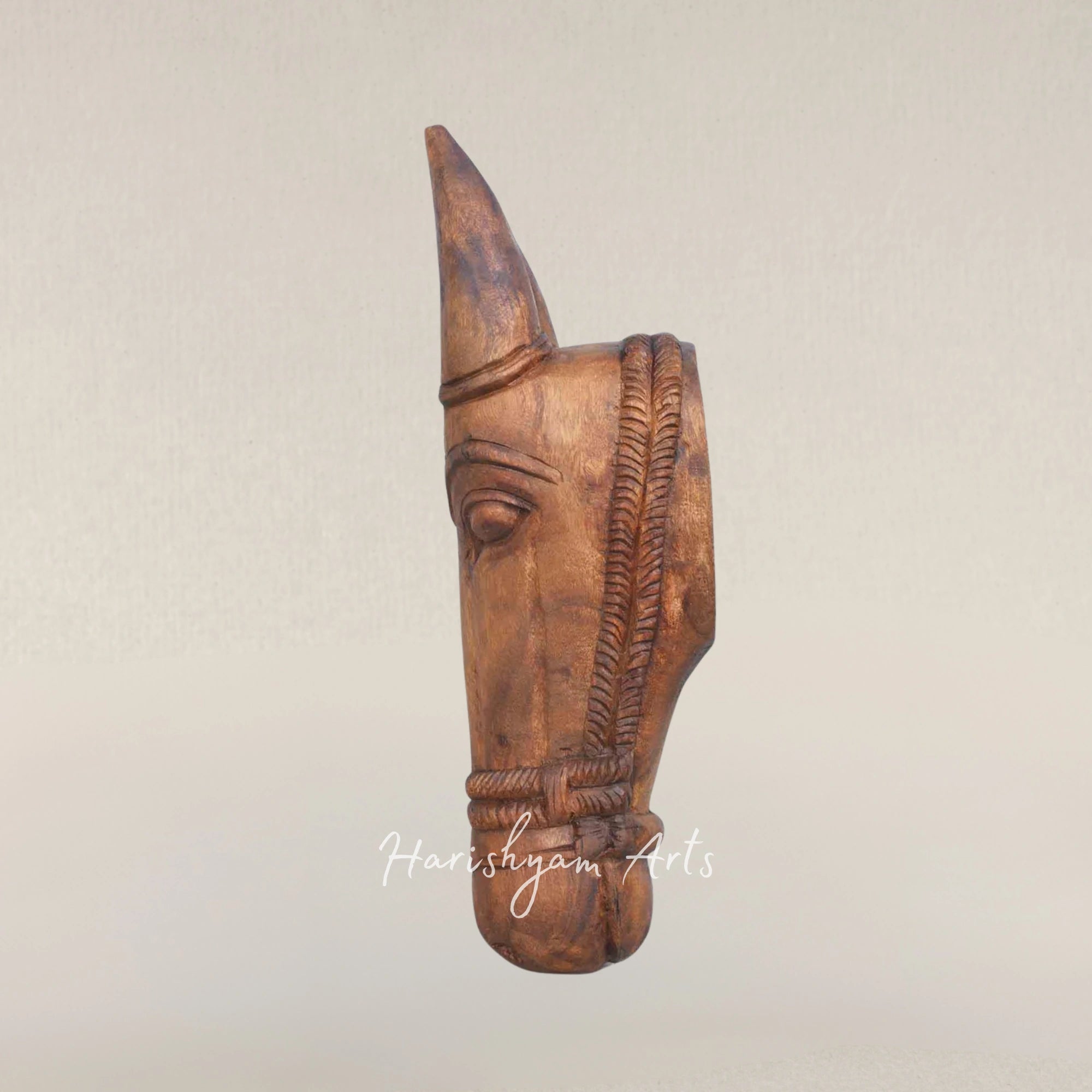 20" Wax Brown Artisan Cow Head Wooden Wall Mount Decor