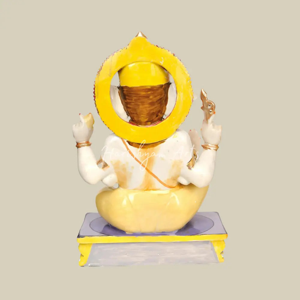 20" lord ganapati sitting on pedestal marble idol