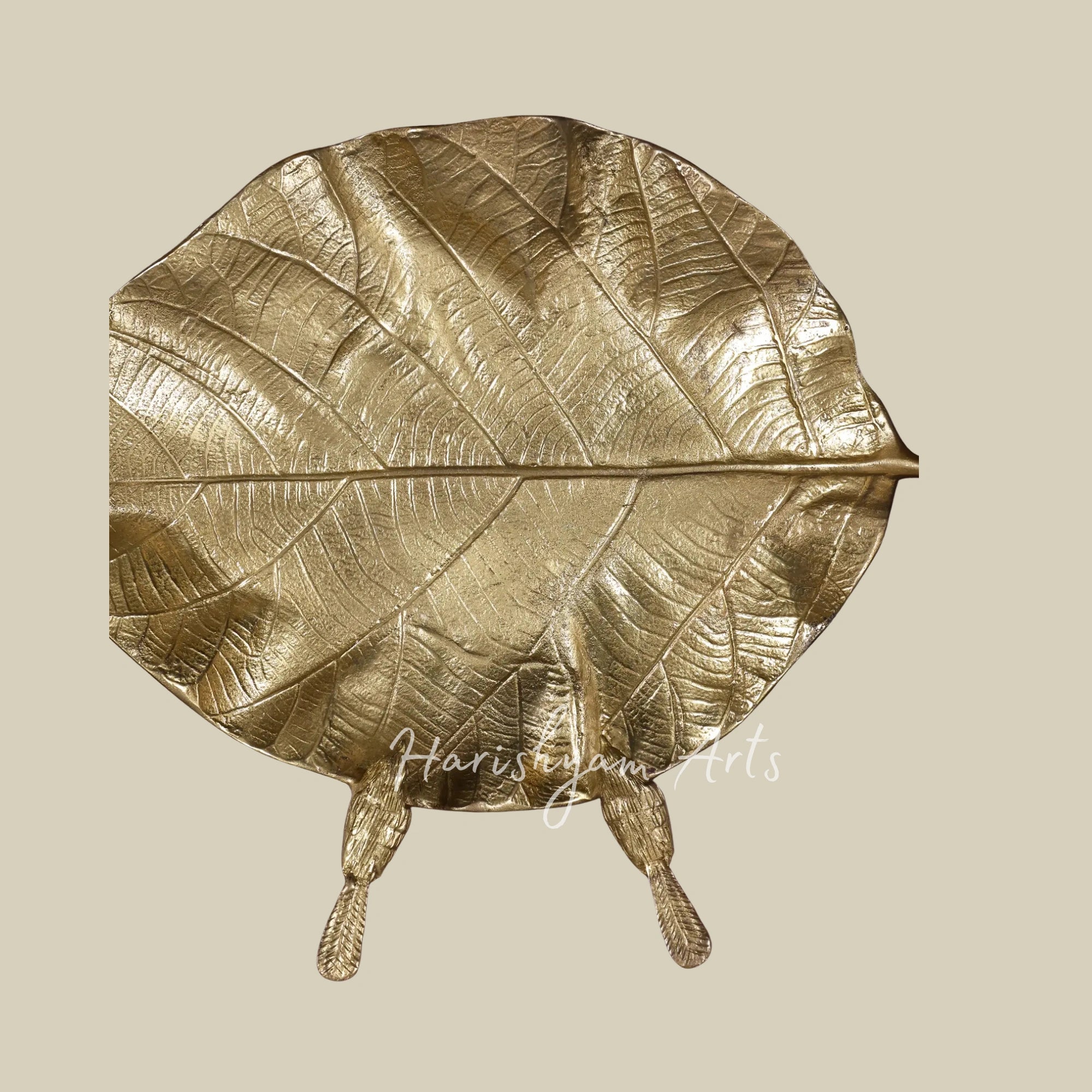 20"  Brass Pipal Leaf Urli Wall Decor with Wooden Frame
