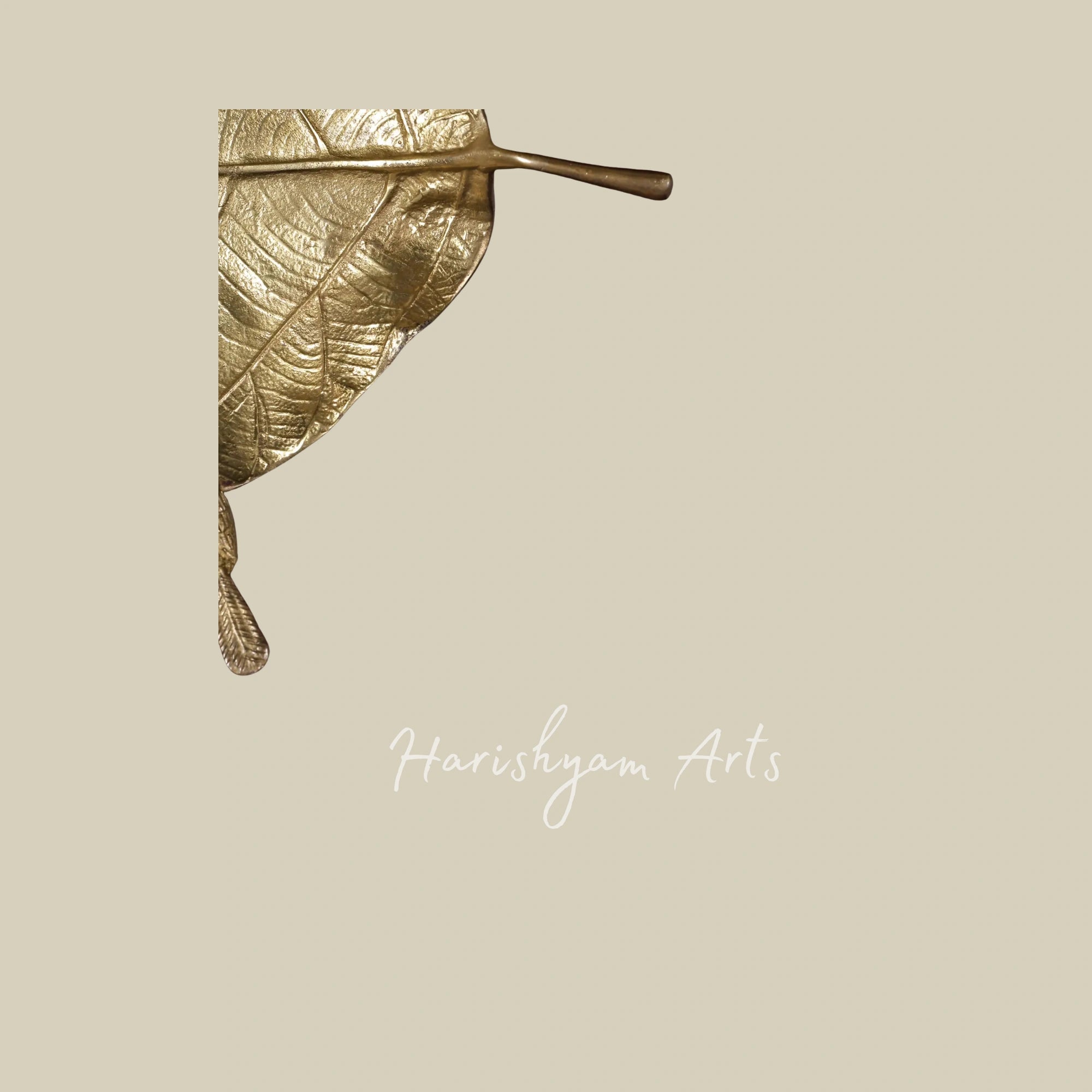 20"  Brass Pipal Leaf Urli Wall Decor with Wooden Frame
