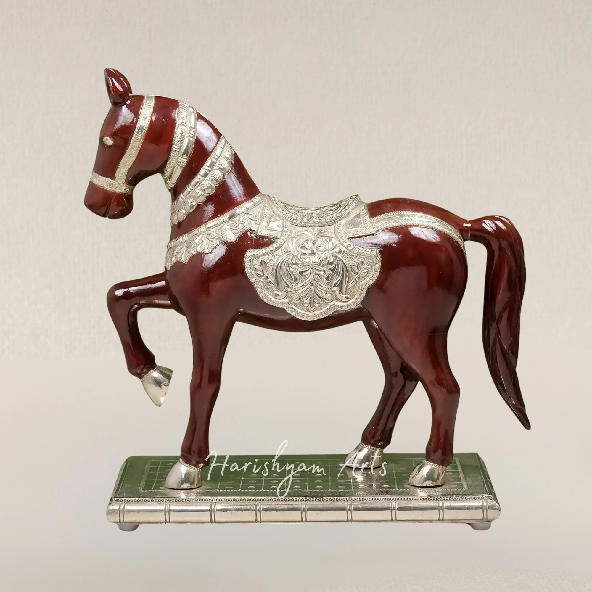 21" Elegant Wooden Horse Showpiece Artistic Animal Figurine