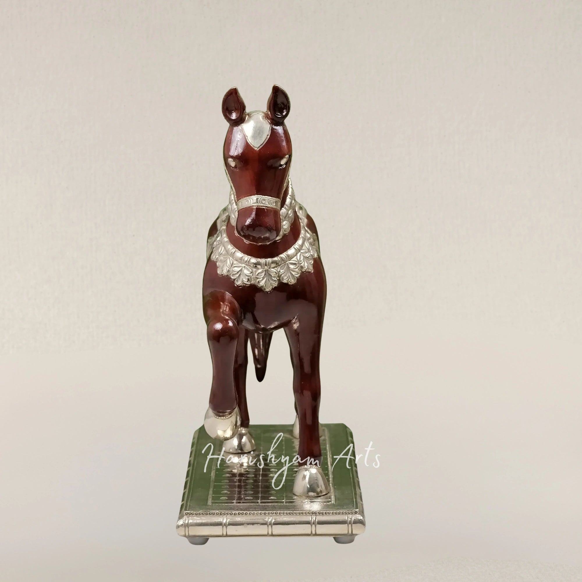 21" Elegant Wooden Horse Showpiece Artistic Animal Figurine