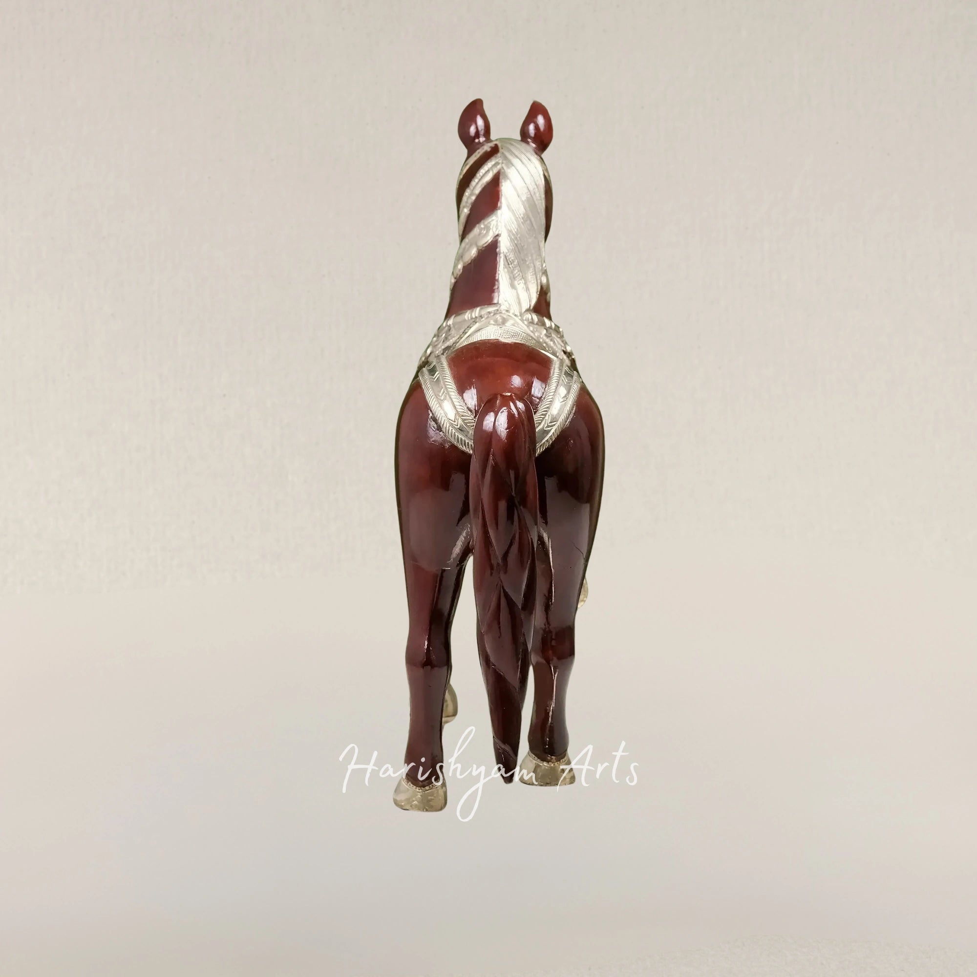 21" Elegant Wooden Horse Showpiece Artistic Animal Figurine