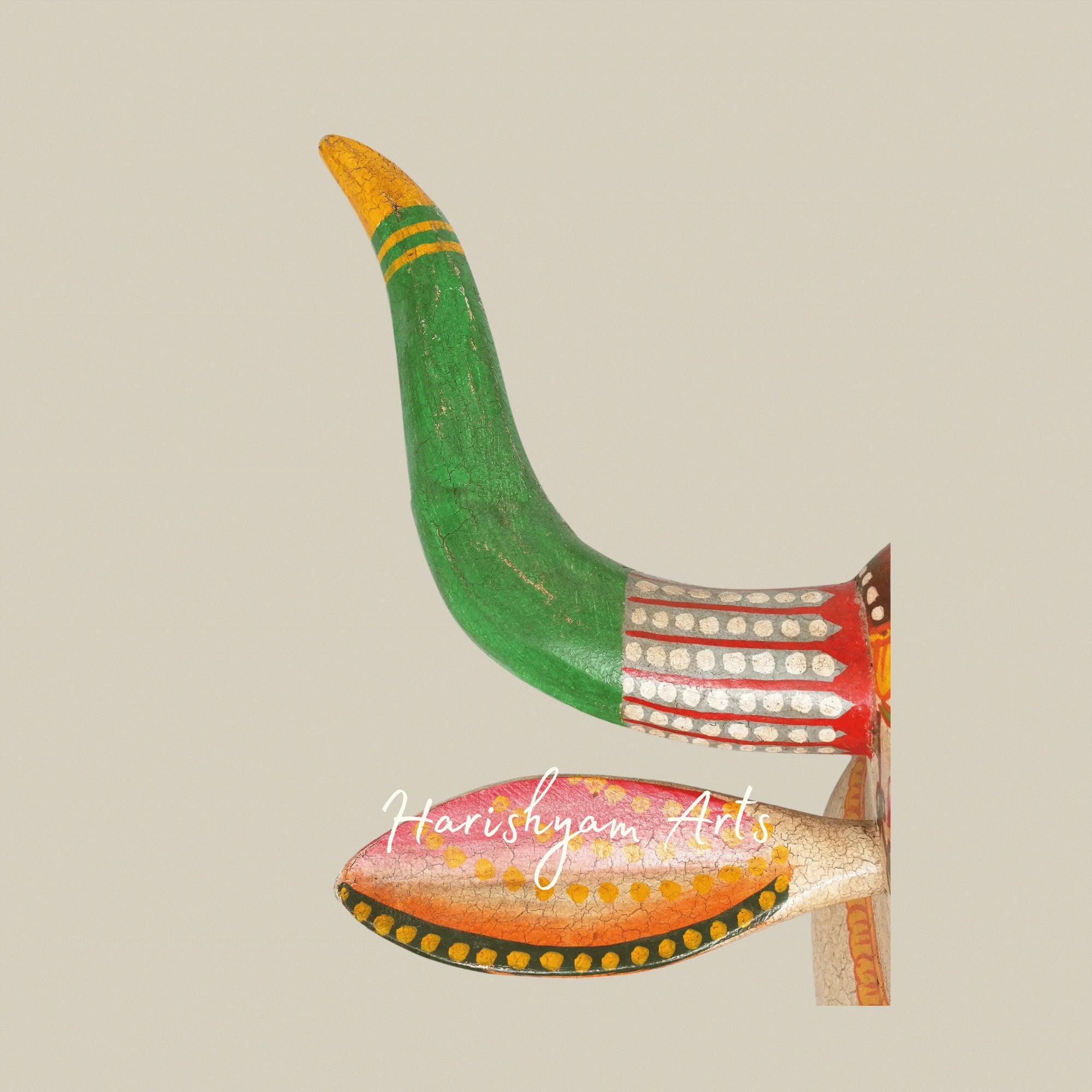 21" Hand-Painted Wooden Cow Head Wall Hanging – Traditional Rajasthani Wood Carving