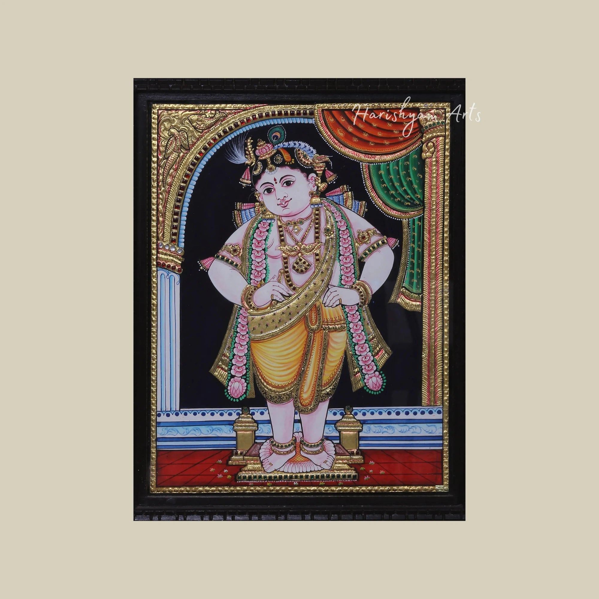 21" Lord Krishna Vithoba Style Tanjore Painting