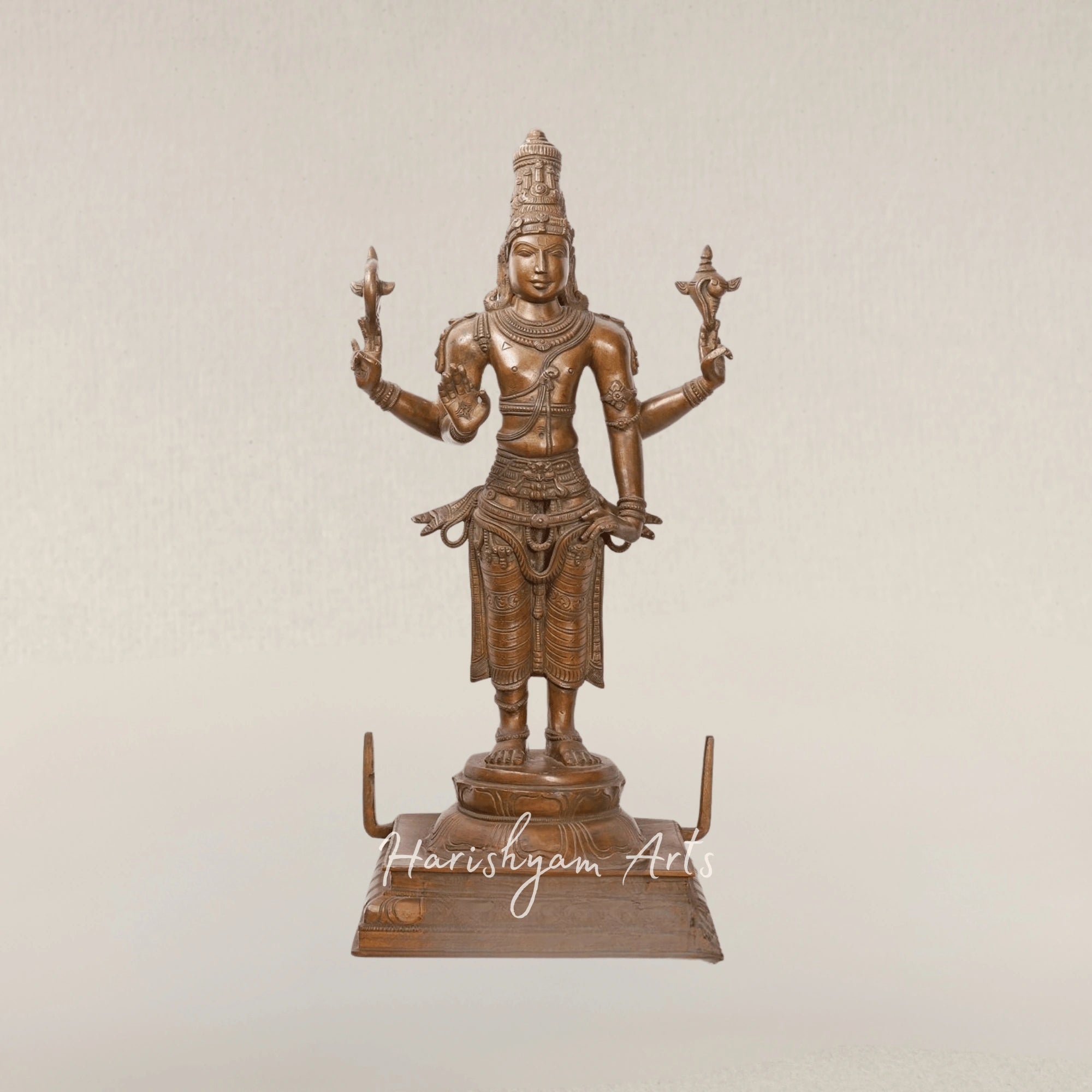 21" Standing Lord Perumal Vishnu Handcrafted Bronze Temple Idol