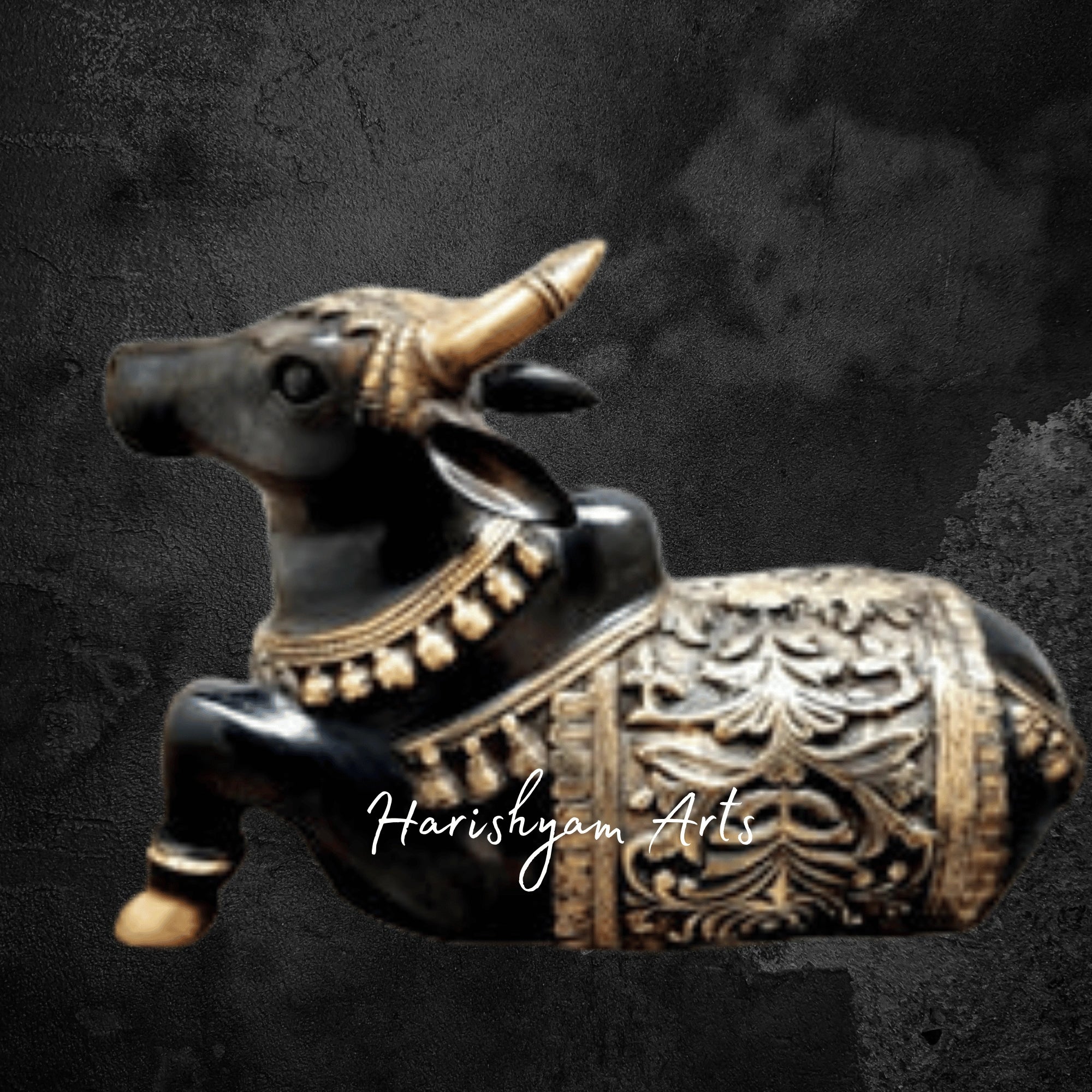 21" Superfine Black Tone Brass Nandi Sculpture for Home and Office