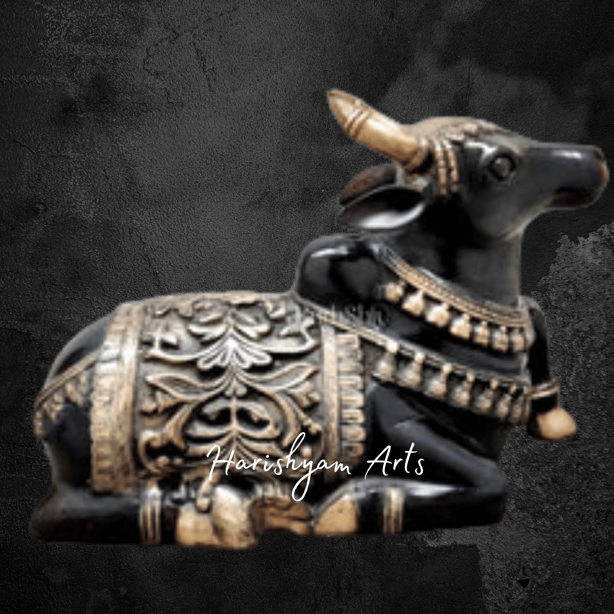 21" Superfine Black Tone Brass Nandi Sculpture for Home and Office