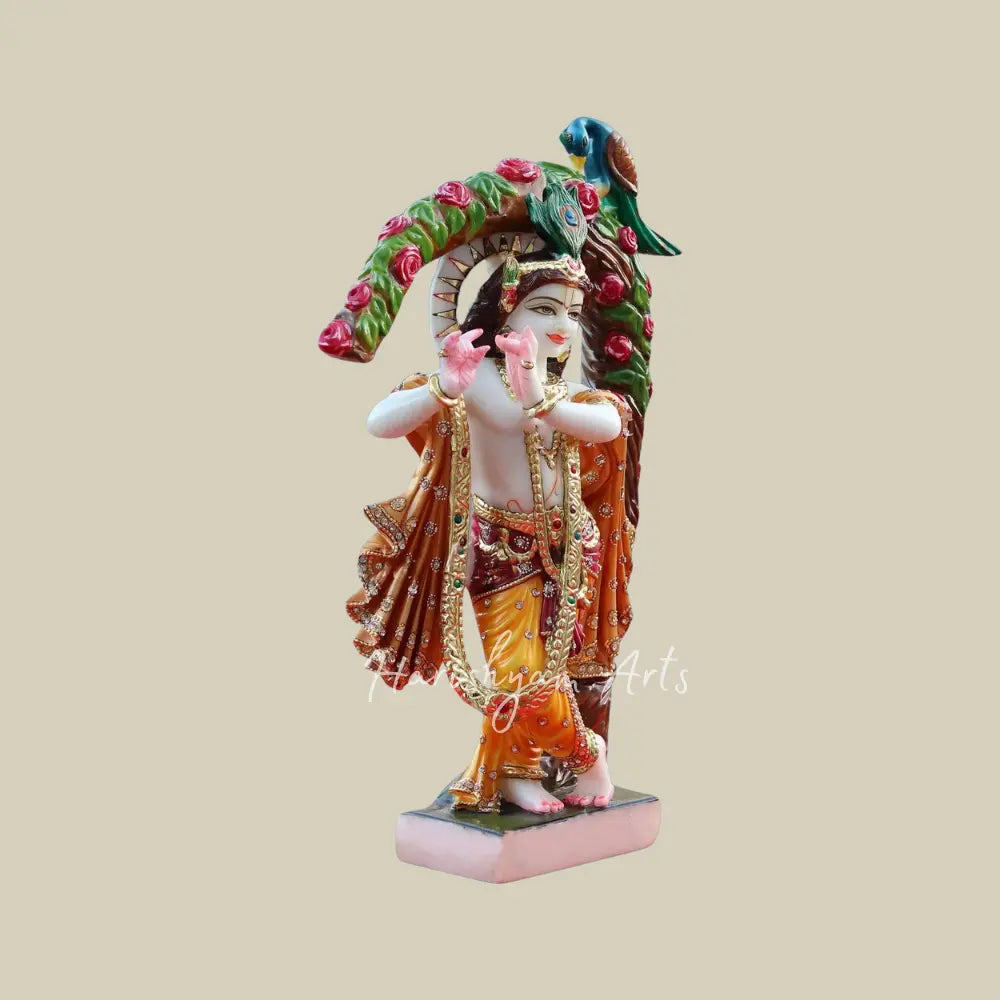 21" Krishna Under The Branch Of Tree vietnam Marble Statue