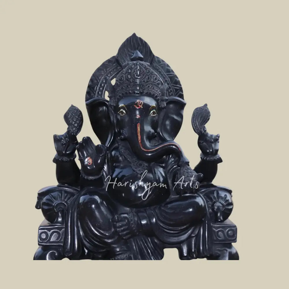 21" Resting Ganesha On Billoster Pillow Marble Statue