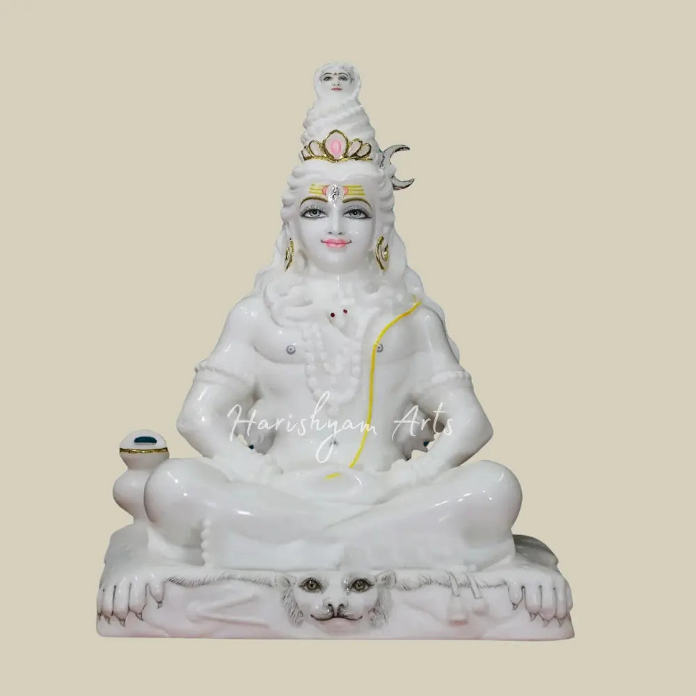 21" White Marble Shiv Ji Moorti for Home & Temple