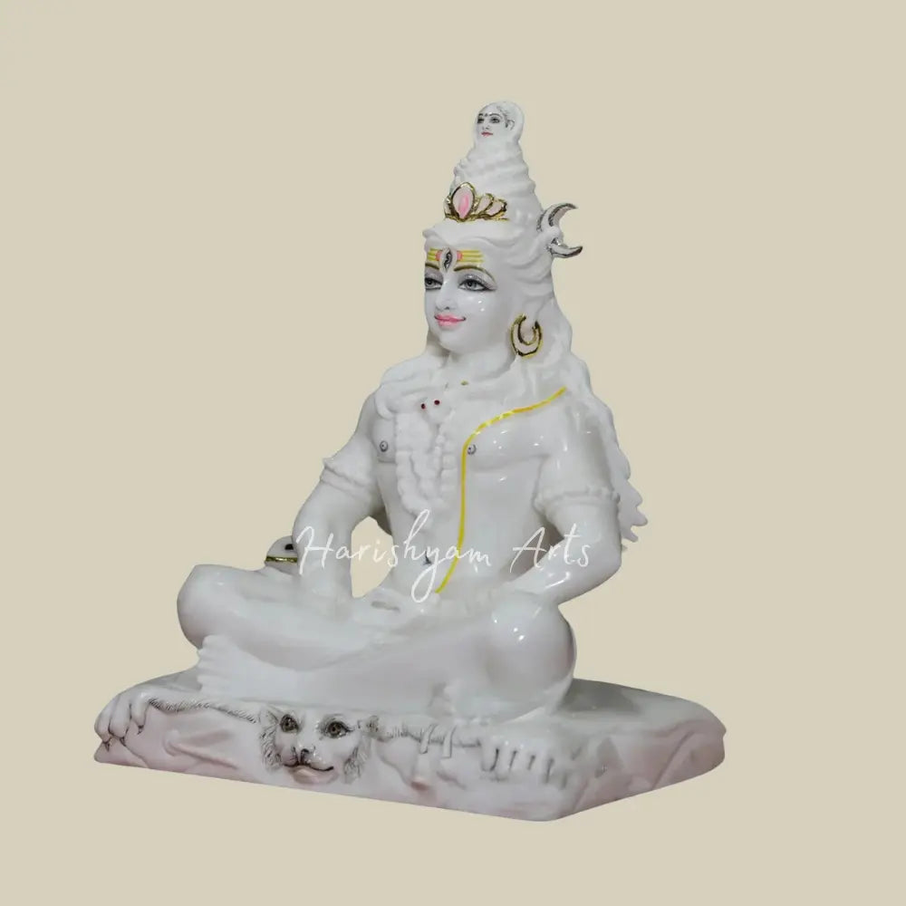 21" White Marble Shiv Ji Moorti for Home & Temple