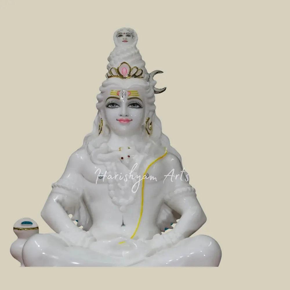 21" White Marble Shiv Ji Moorti for Home & Temple