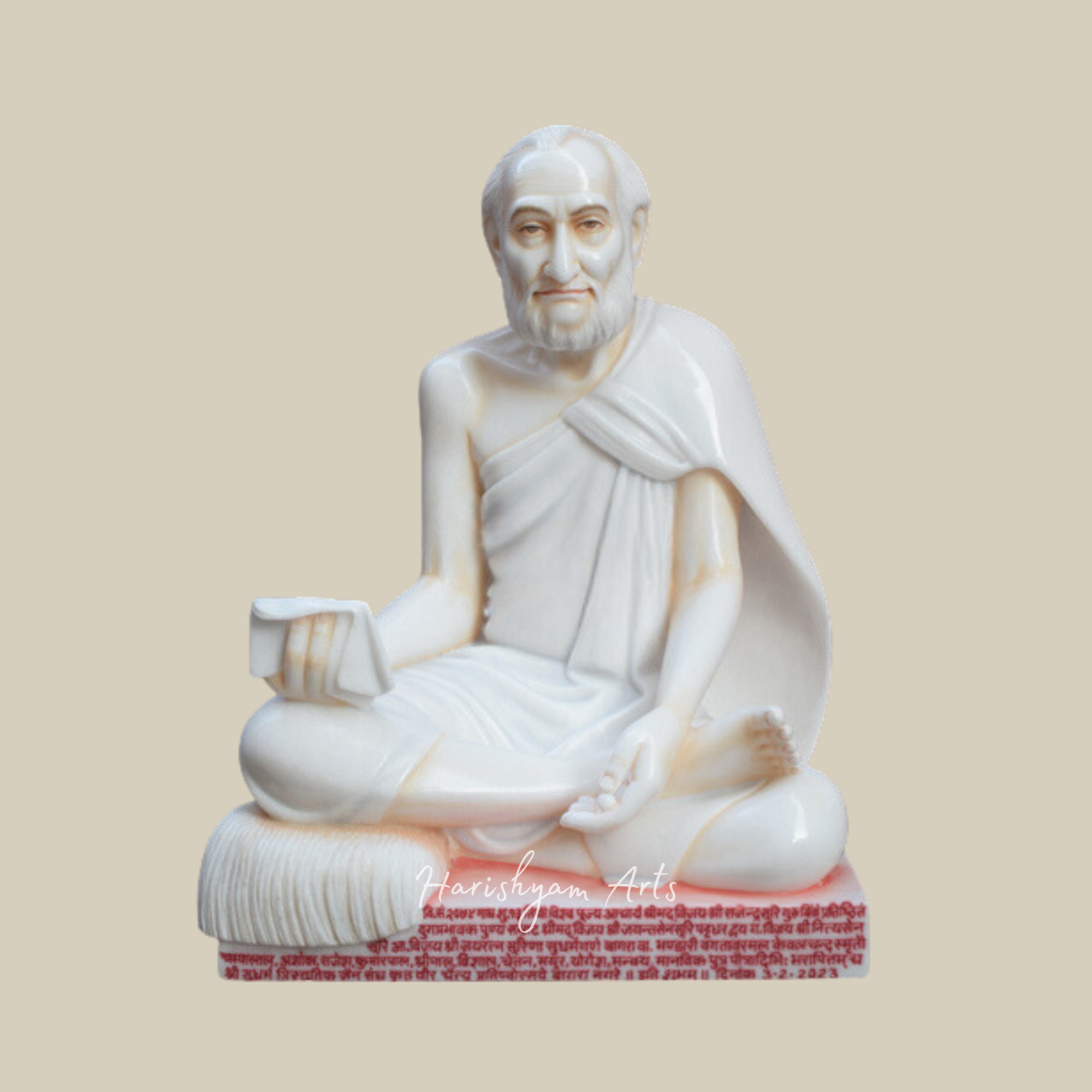 22" Customized Marble Rajendra Suri Ji Idol for Worship