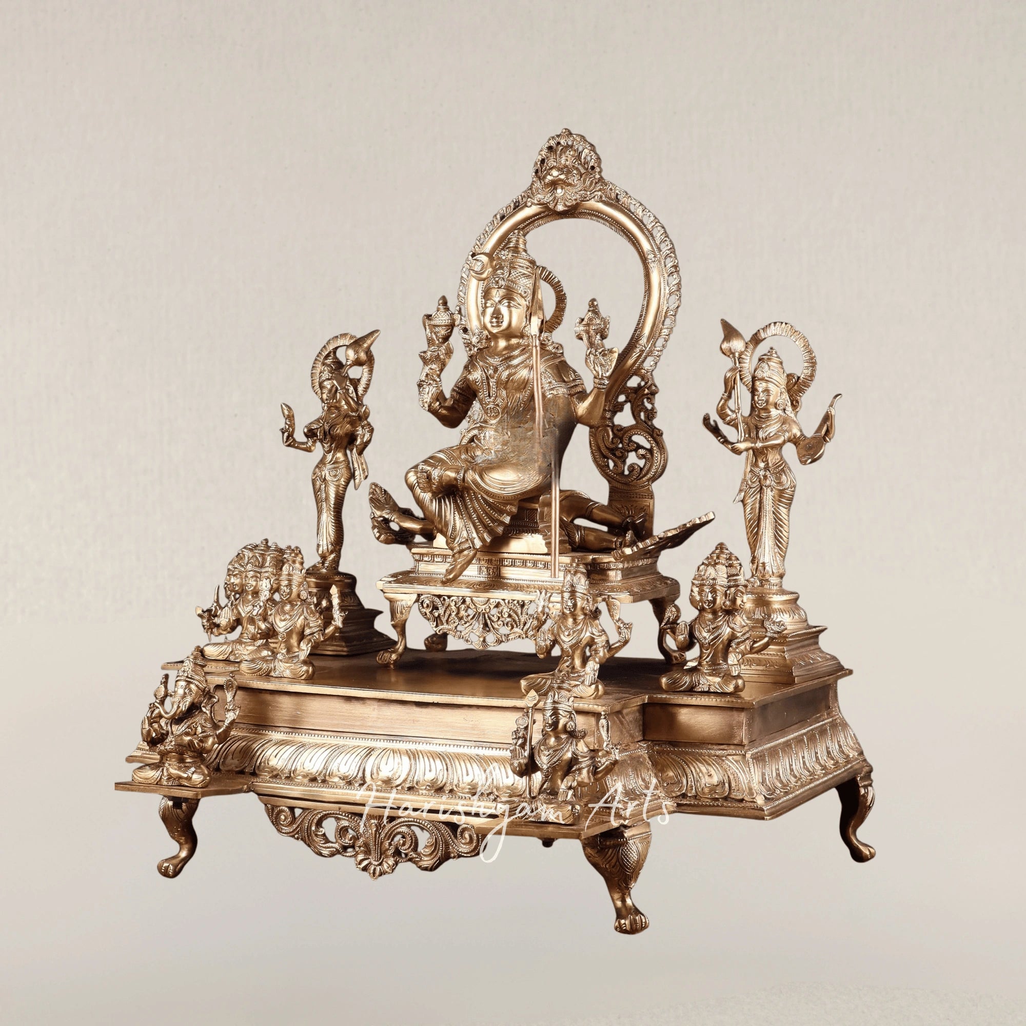 22" Divine Lalita Tripura Sundari Devi Bronze Darbar Sculpture