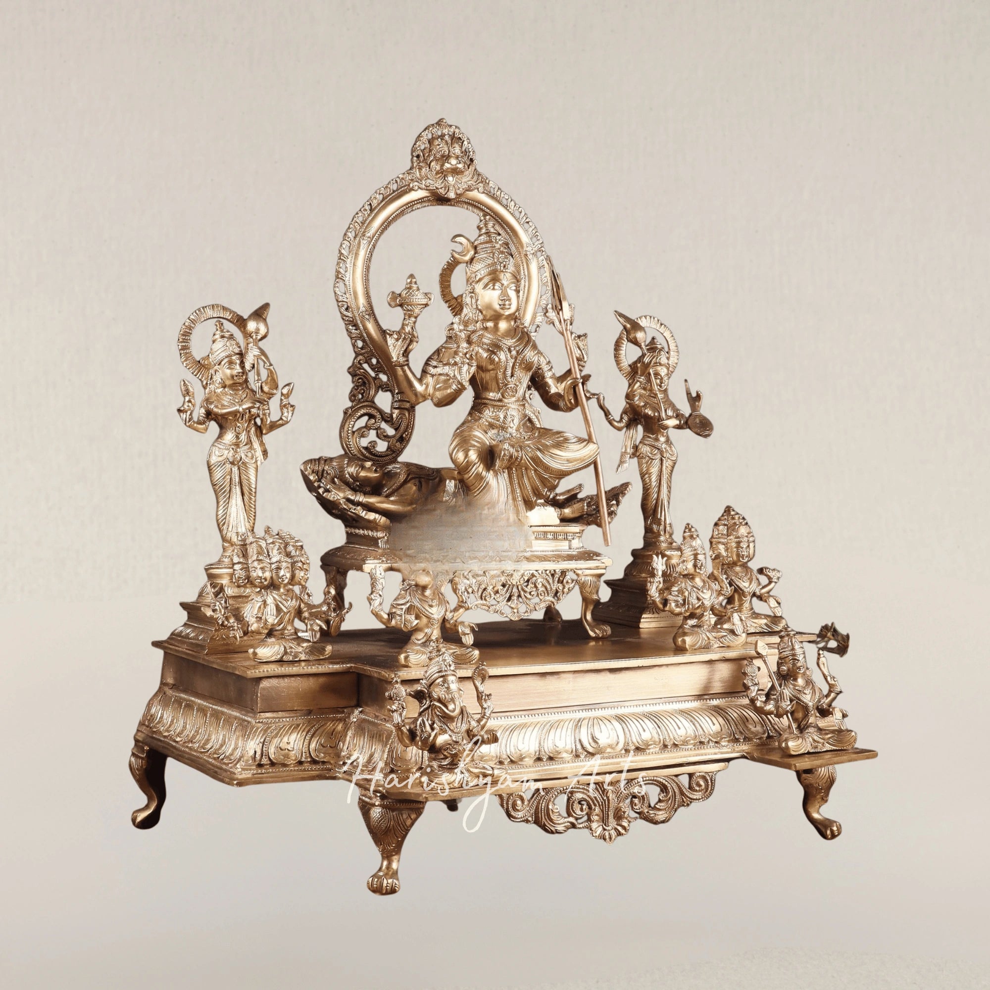22" Divine Lalita Tripura Sundari Devi Bronze Darbar Sculpture