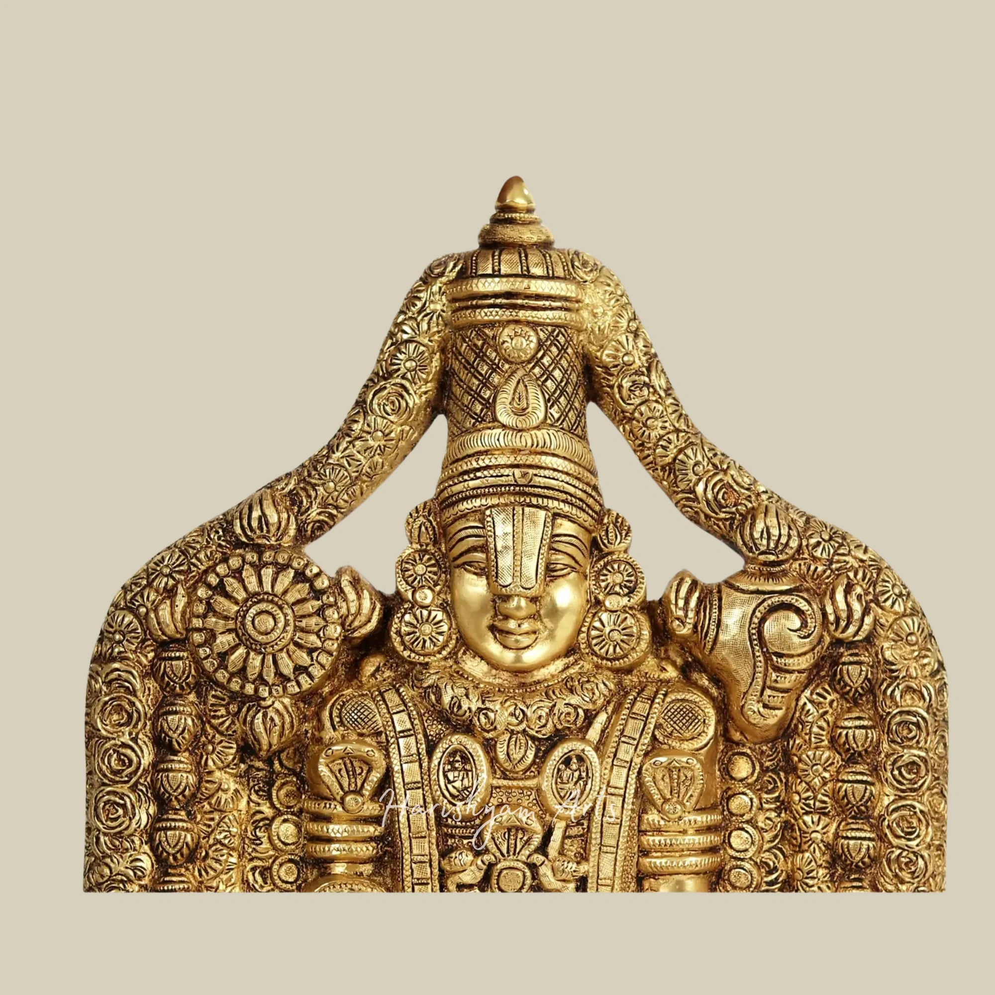 22" Ornate Tirupati Balaji Wall Hanging Statue in Brass for Temple and Home Décor