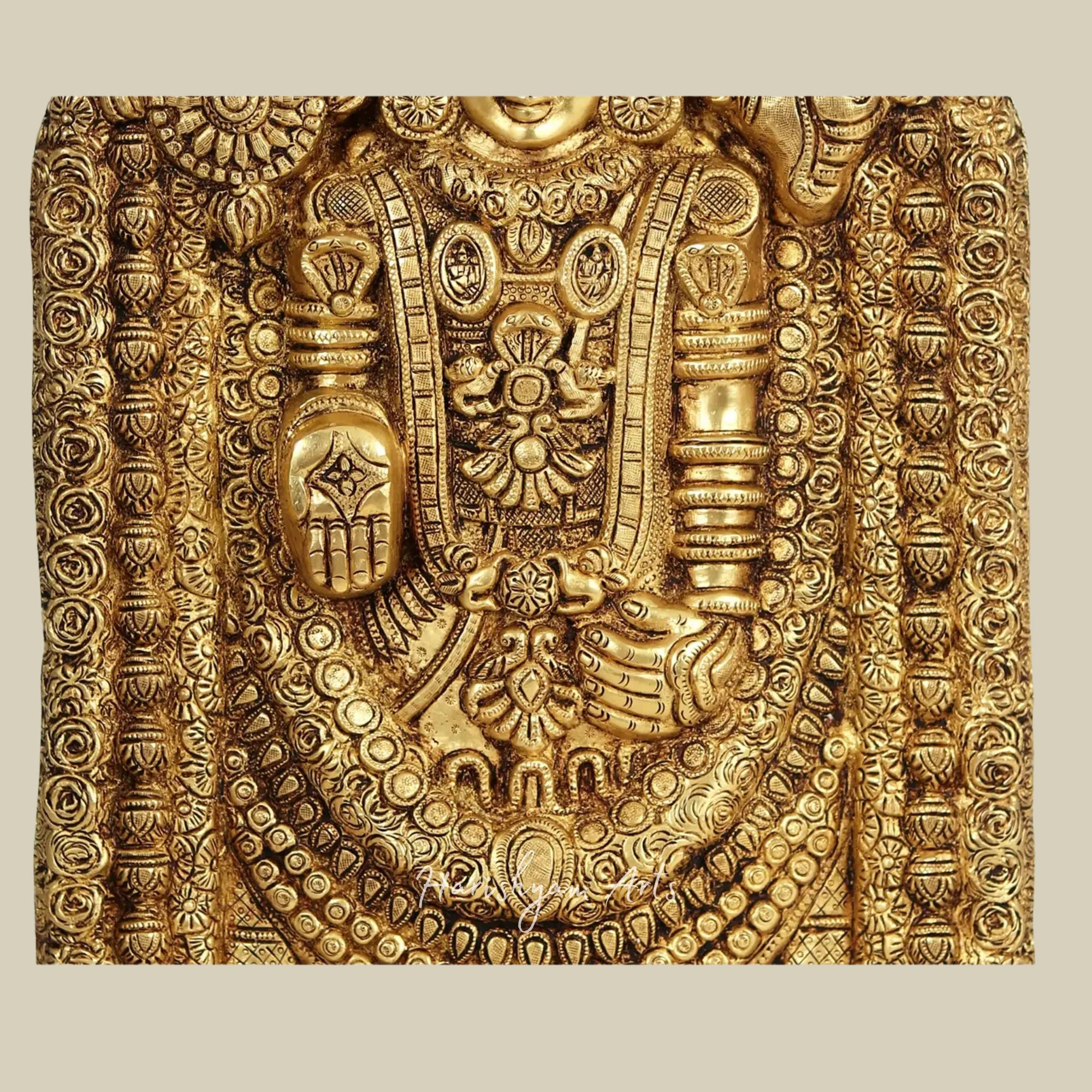 22" Ornate Tirupati Balaji Wall Hanging Statue in Brass for Temple and Home Décor