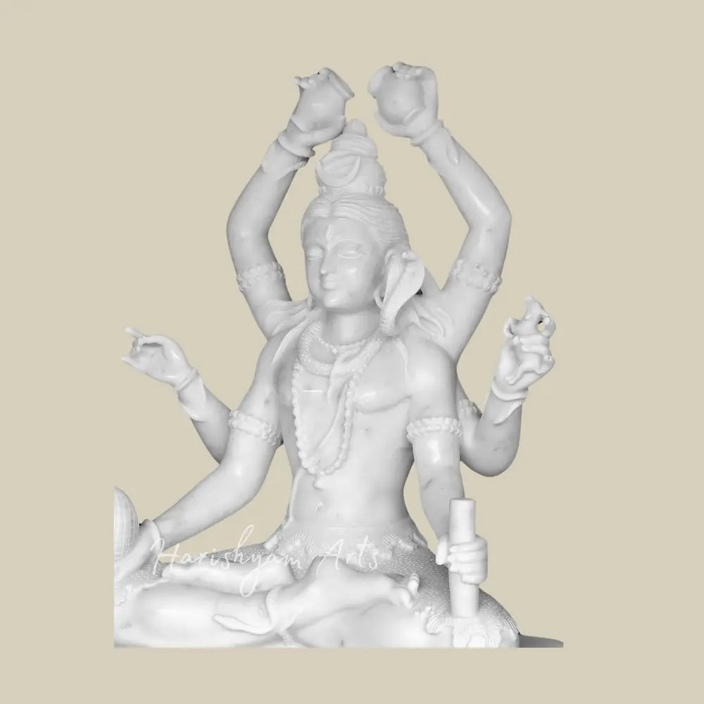 22" six Armed White Marble Shiva Moorti