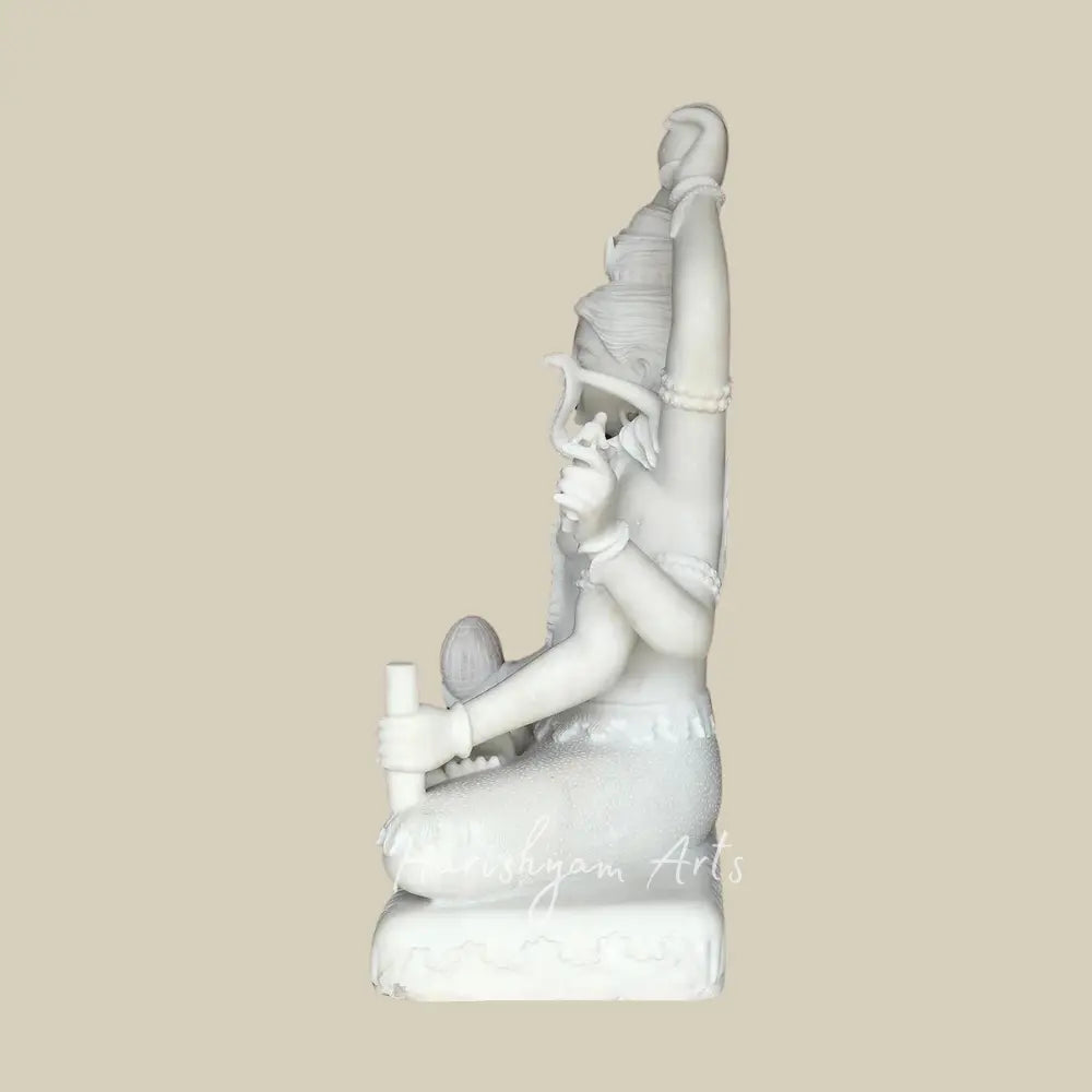 22" six Armed White Marble Shiva Moorti