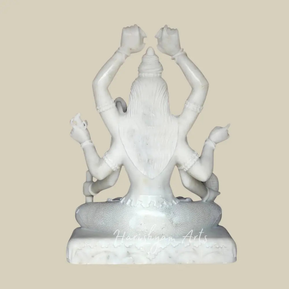 22" six Armed White Marble Shiva Moorti